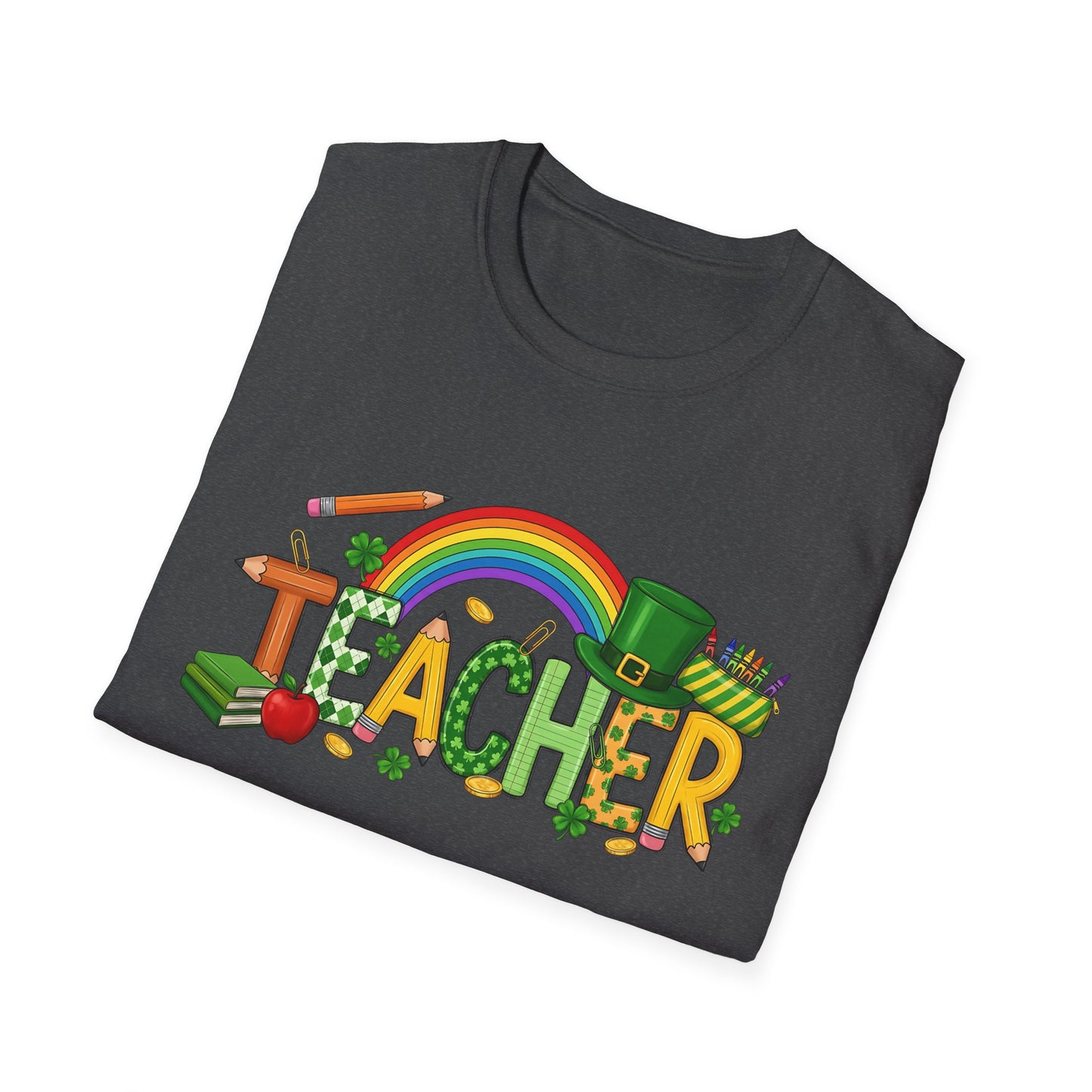 Teacher Rainbow St. Patrick's Day T-Shirt — 'Teacher' School Pride Tee