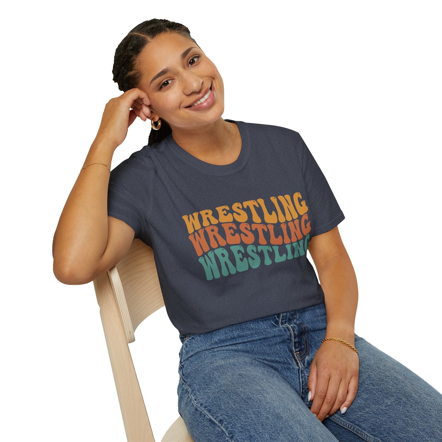 Wrestling Retro Stacked T-Shirt — Vintage 70s Style Sports Tee