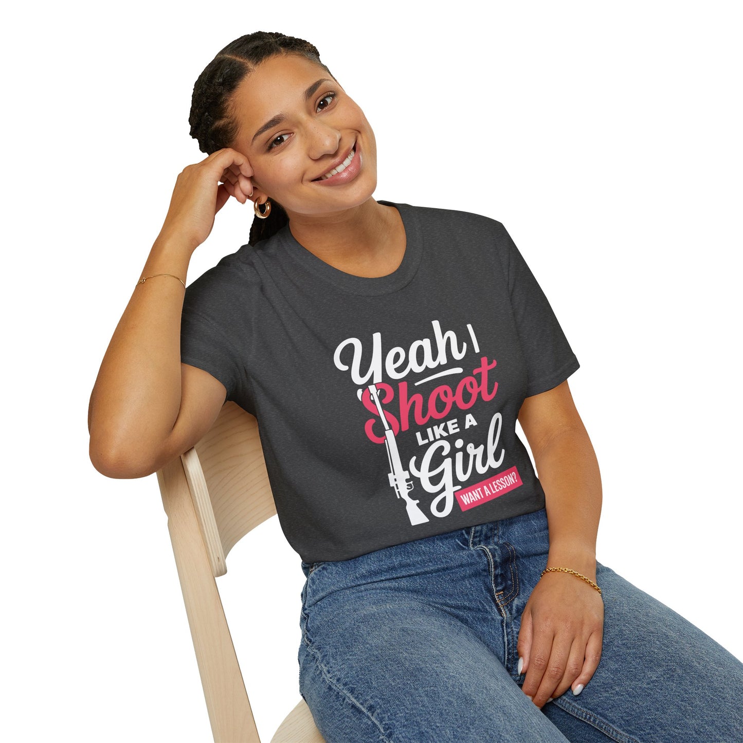 Yeah I Shoot Like a Girl T-Shirt — Funny Feminine Shooting Range Tee