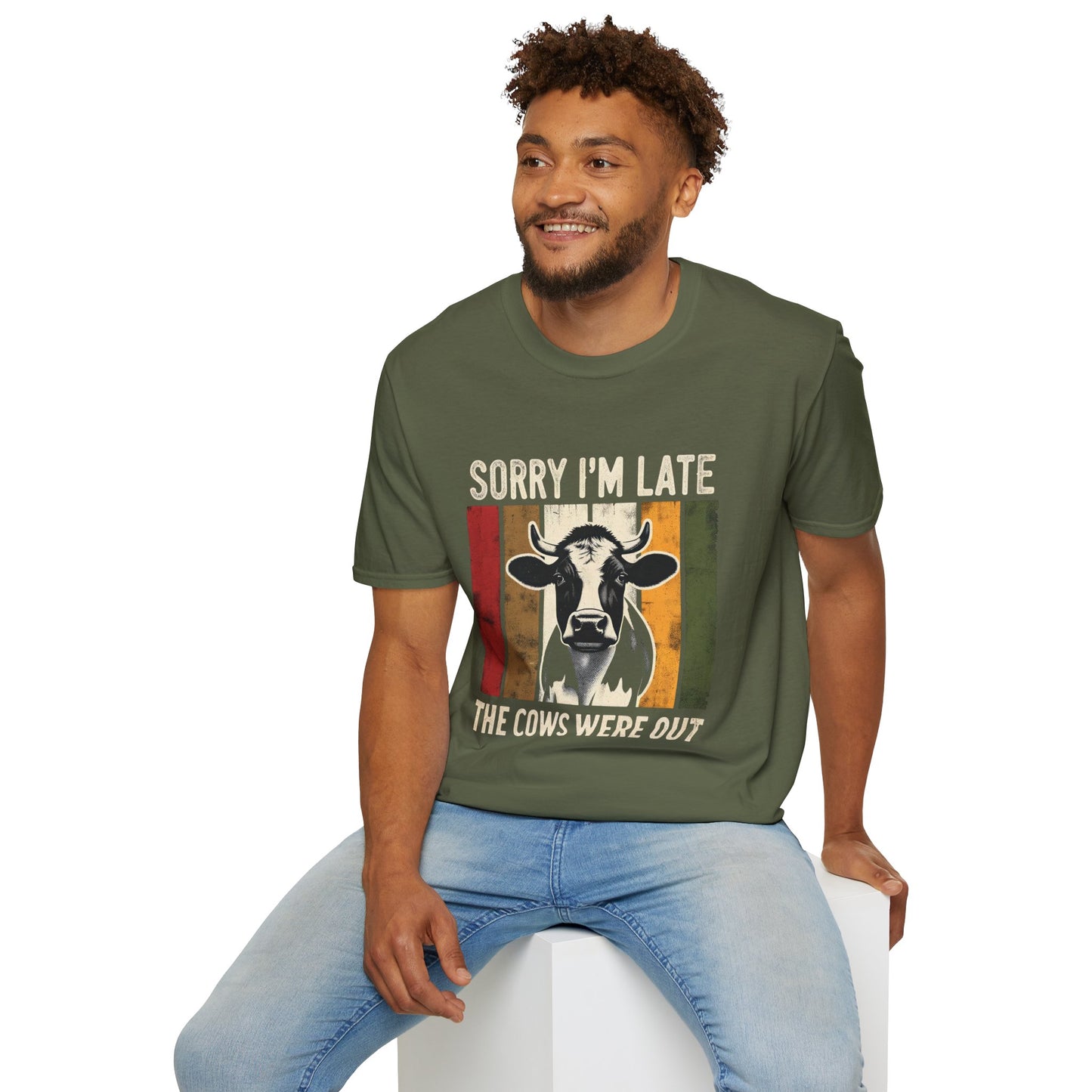 Sorry I'm Late The Cows Were Out T-Shirt — Vintage Cow Farm Animal Tee