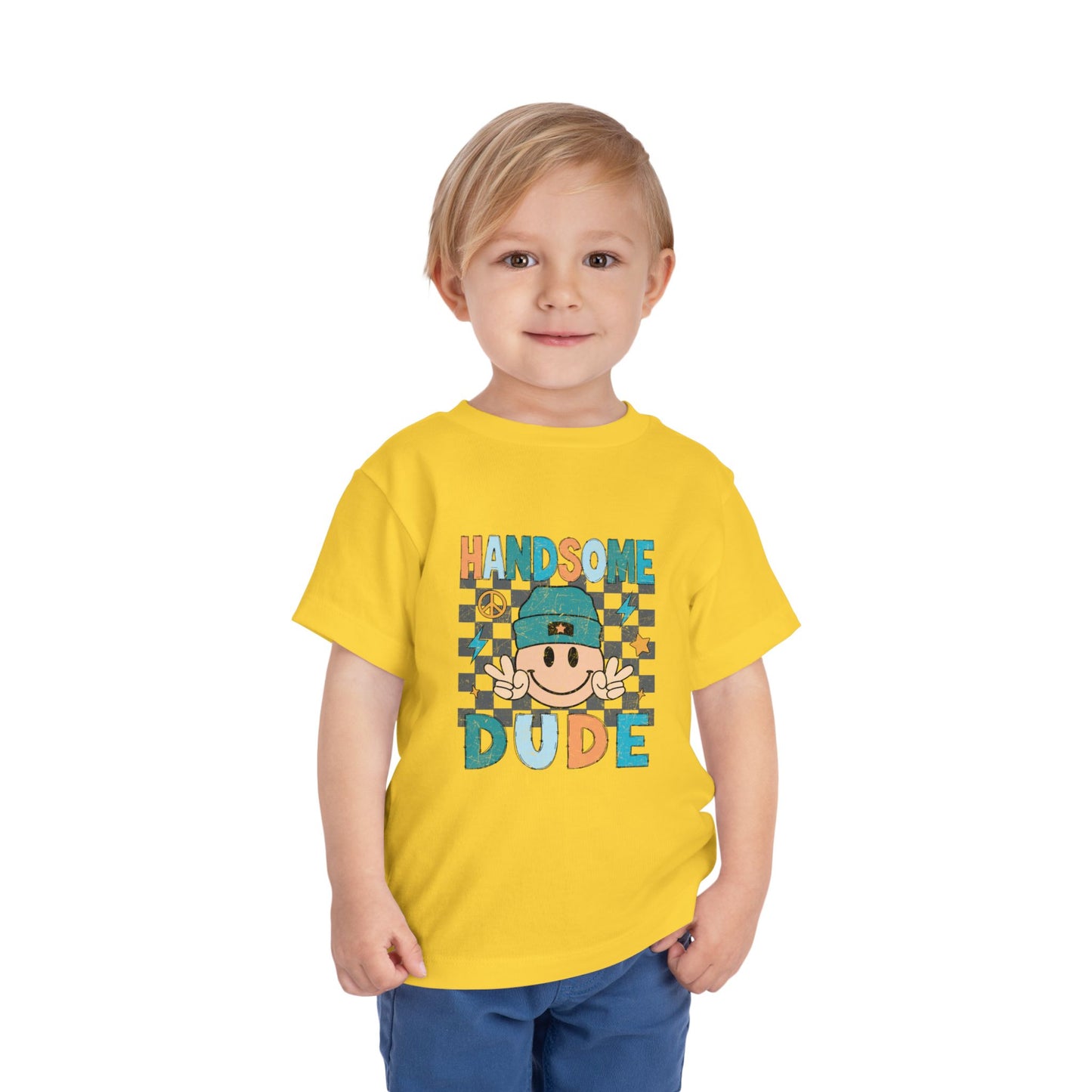 Handsome Dude Toddler Tee — Cute Checkered Baby Boy Shirt