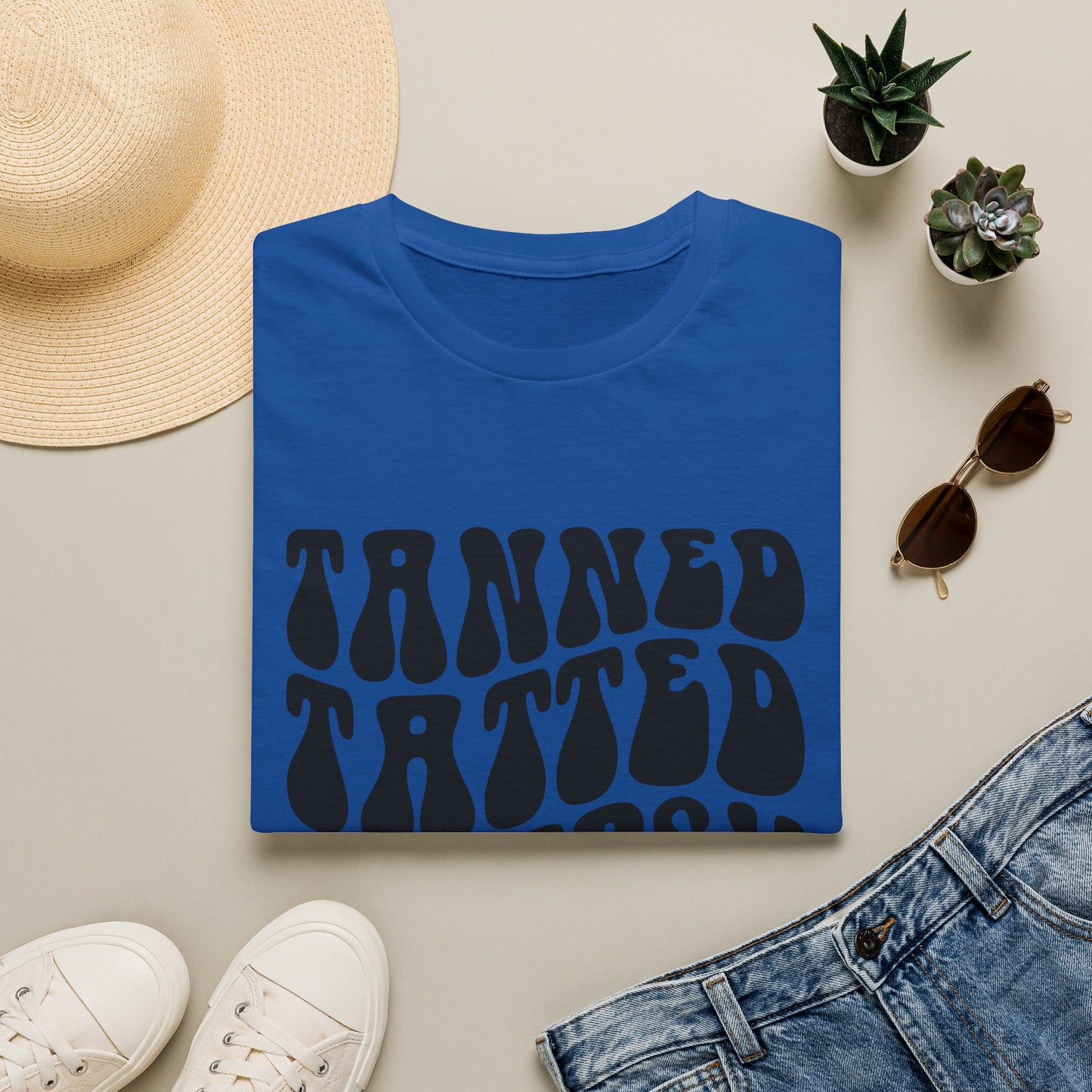 Tatted & Tipsy T‑Shirt — Retro 'Tanned Tatted & Tipsy' Graphic Tee