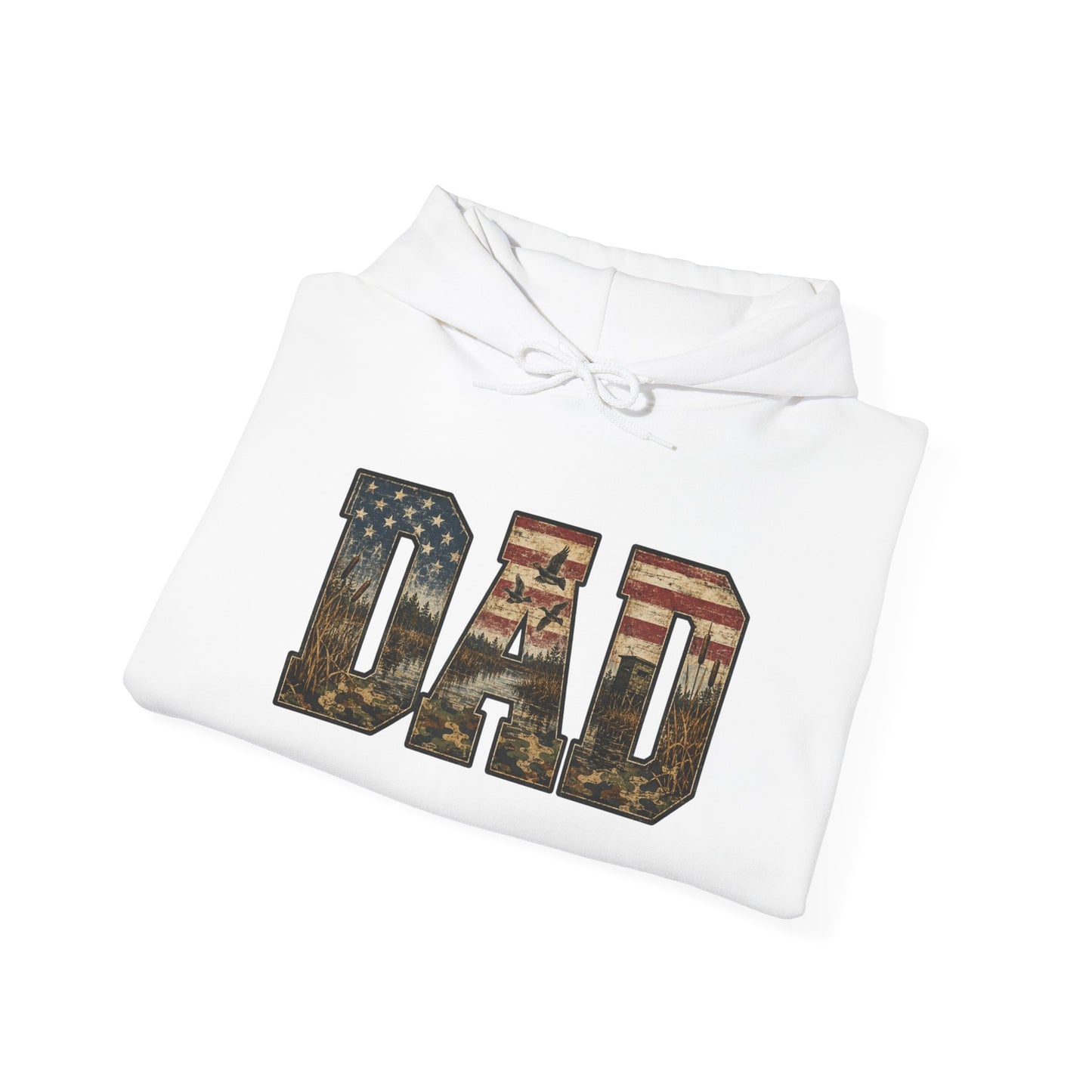 Dad Patriotic Flag Hoodie — American Flag 'DAD' Sweatshirt, Fathers Day Gift