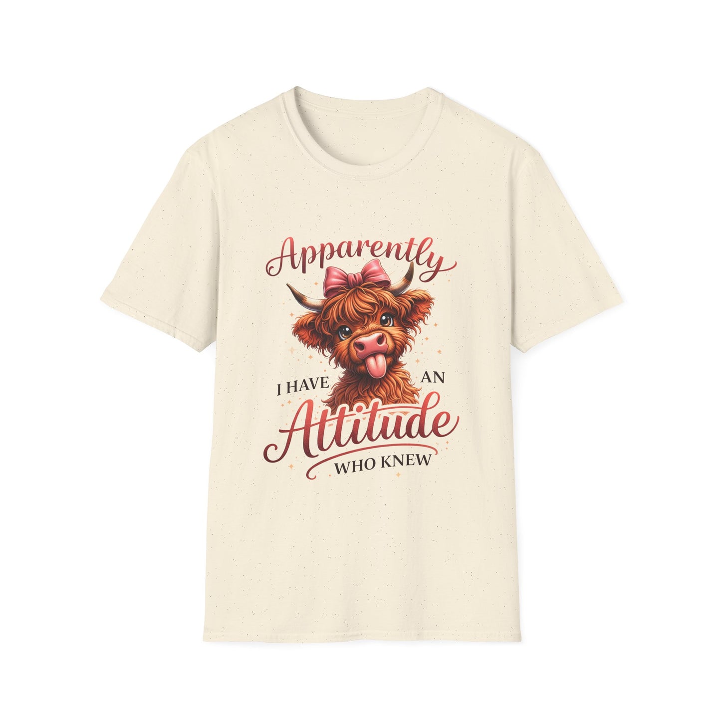T-Shirt — "Apparently I Have An Attitude" Cute Highland Cow Graphic Tee