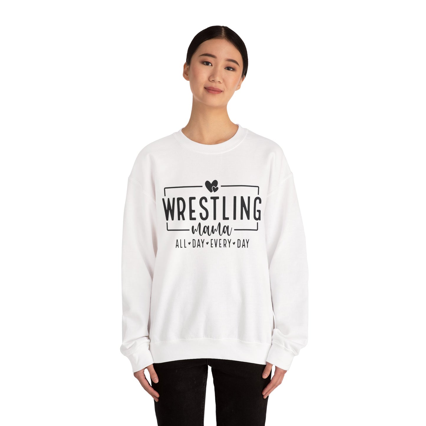 Wrestling Mama Sweatshirt — “Wrestling Mama All Day Every Day” Cozy Crewneck