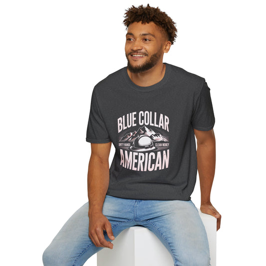 Blue Collar American T‑Shirt — Proud Worker Helmet Graphic