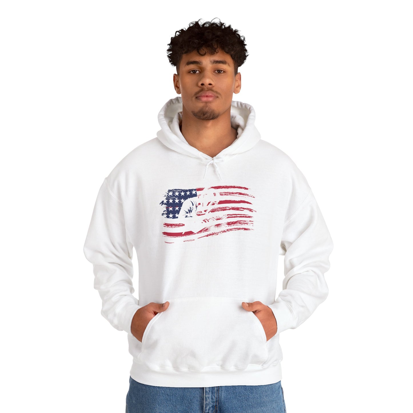 American Flag Paw Print Hoodie — Patriotic Dog Lover Sweatshirt