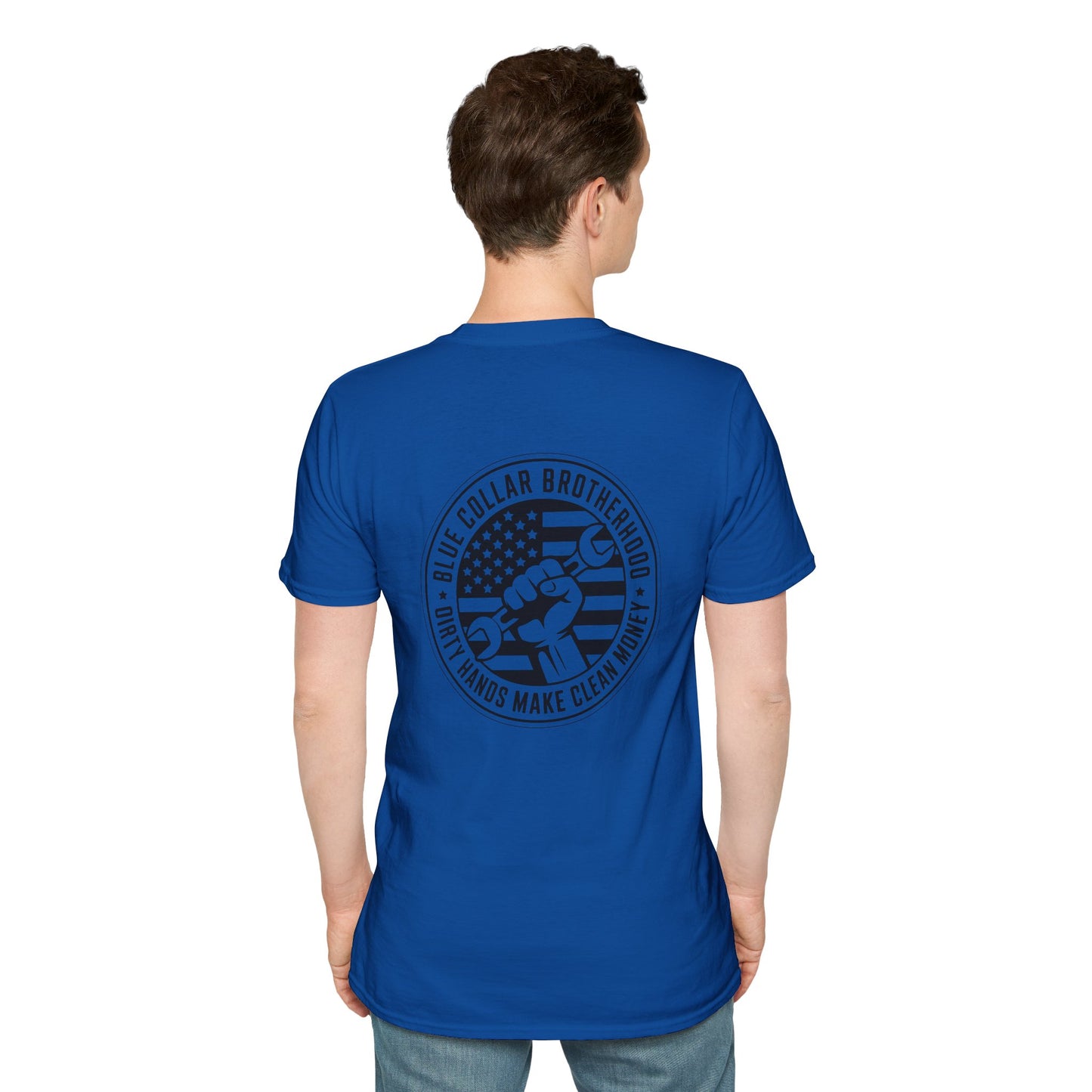 T-Shirt — "Blue Collar Brotherhood — Only Hands Make Clean Money" Graphic Tee