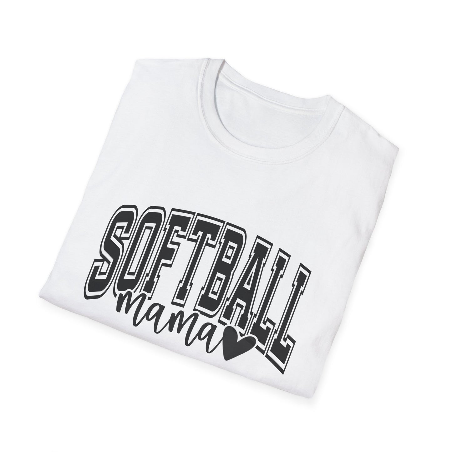 Softball Mama T-Shirt — Baseball/Softball Mom Tee with Heart
