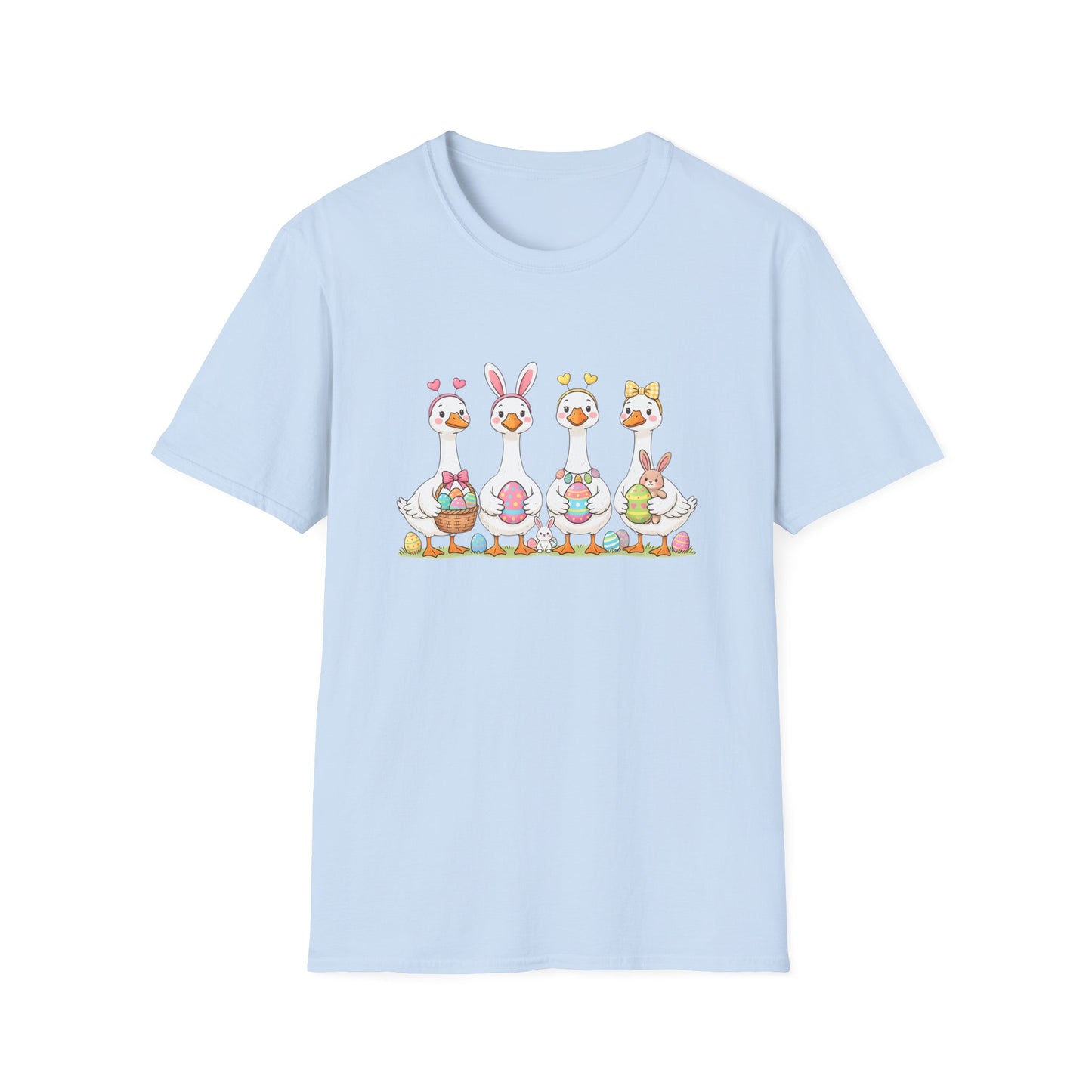 Easter Geese T-Shirt — Cute Cartoon Geese Holding Easter Eggs