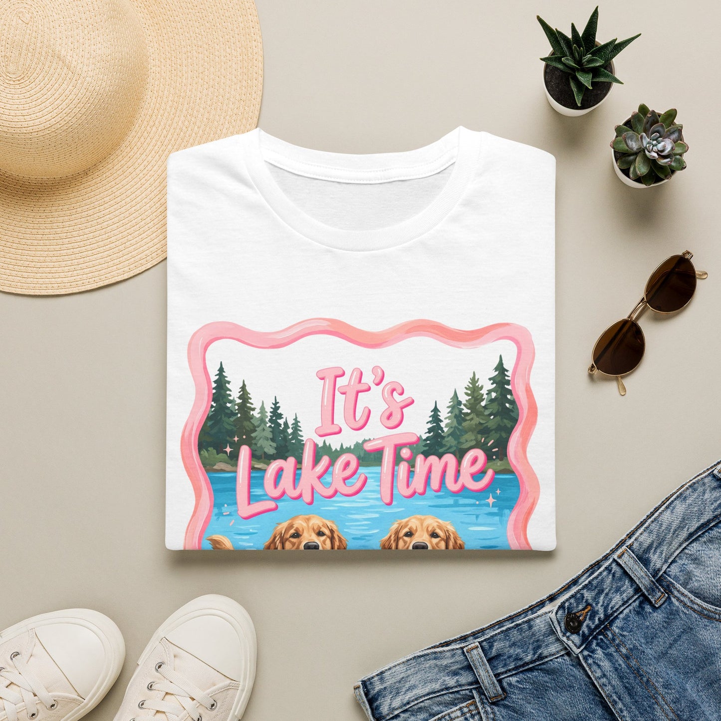 It's Lake Time T-Shirt — Cute Golden Retriever Lake Vibes Tee