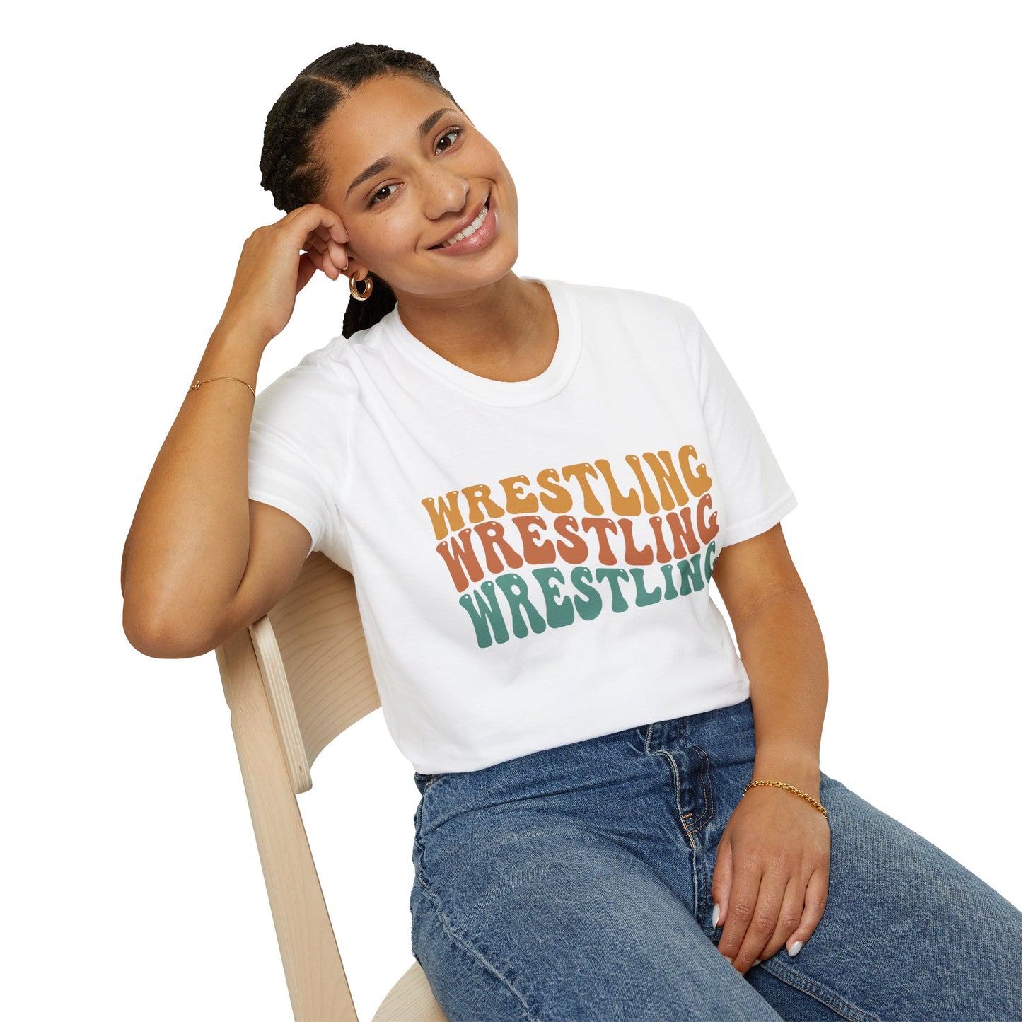 Wrestling Retro Stacked T-Shirt — Vintage 70s Style Sports Tee