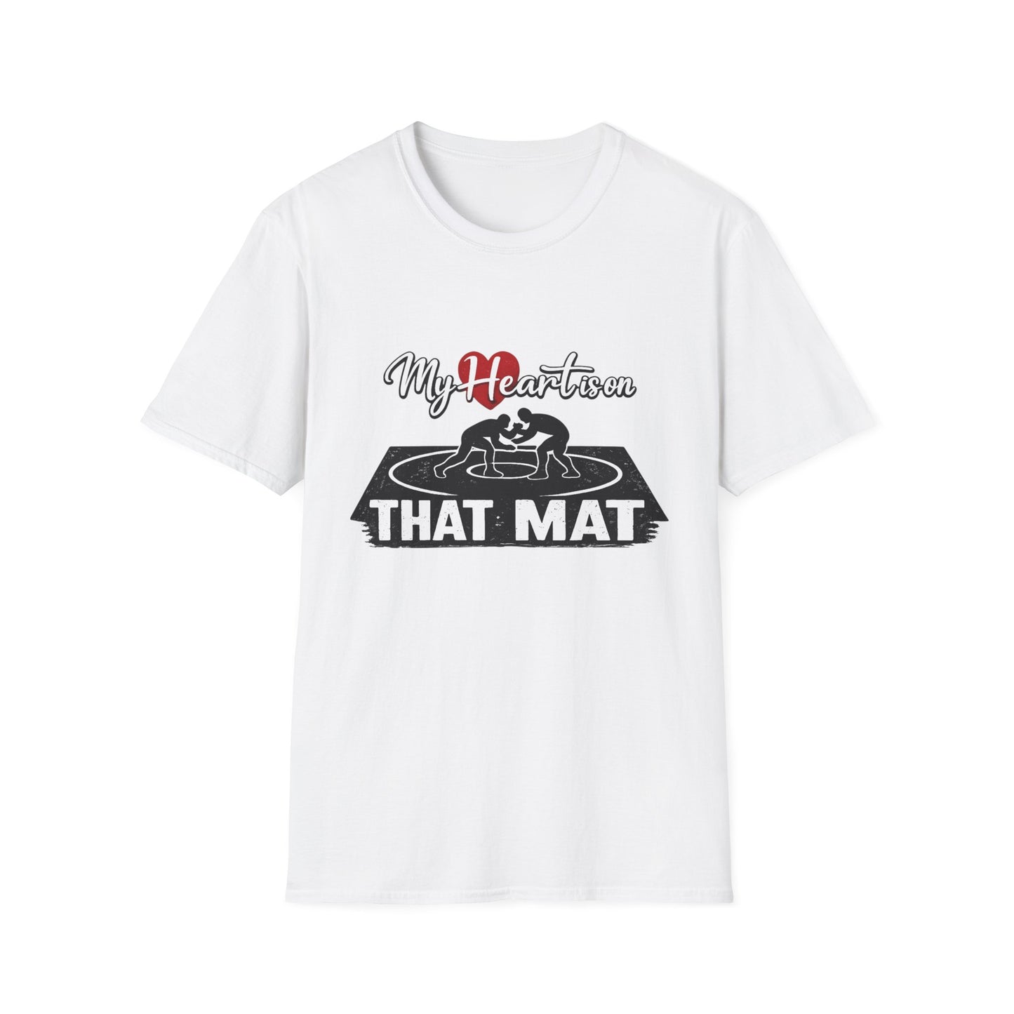 Wrestling T-Shirt — "My Heart Lives on That Mat" Graphic Tee