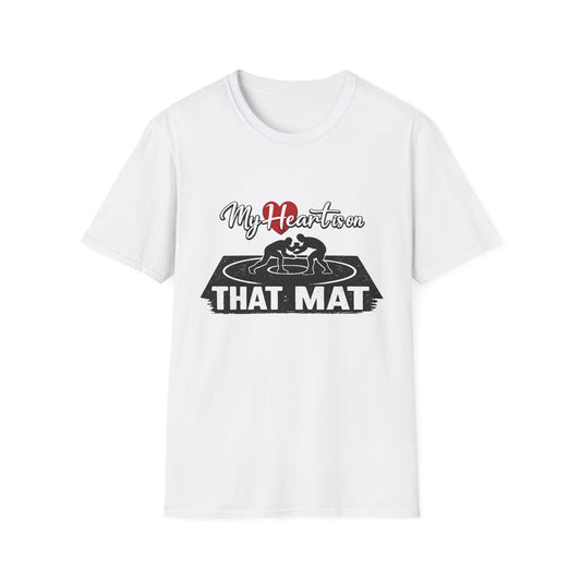 Wrestling T-Shirt — "My Heart Lives on That Mat" Graphic Tee