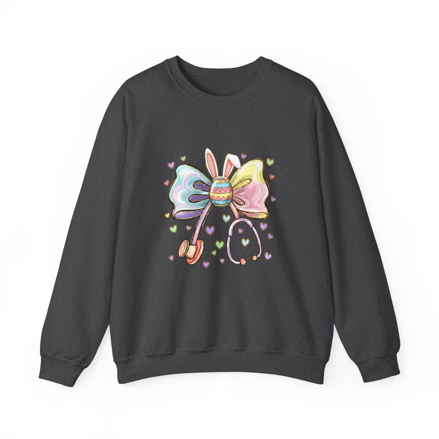Easter Pastel Bow Crewneck Sweatshirt — Cute Bunny Egg Ribbon Design