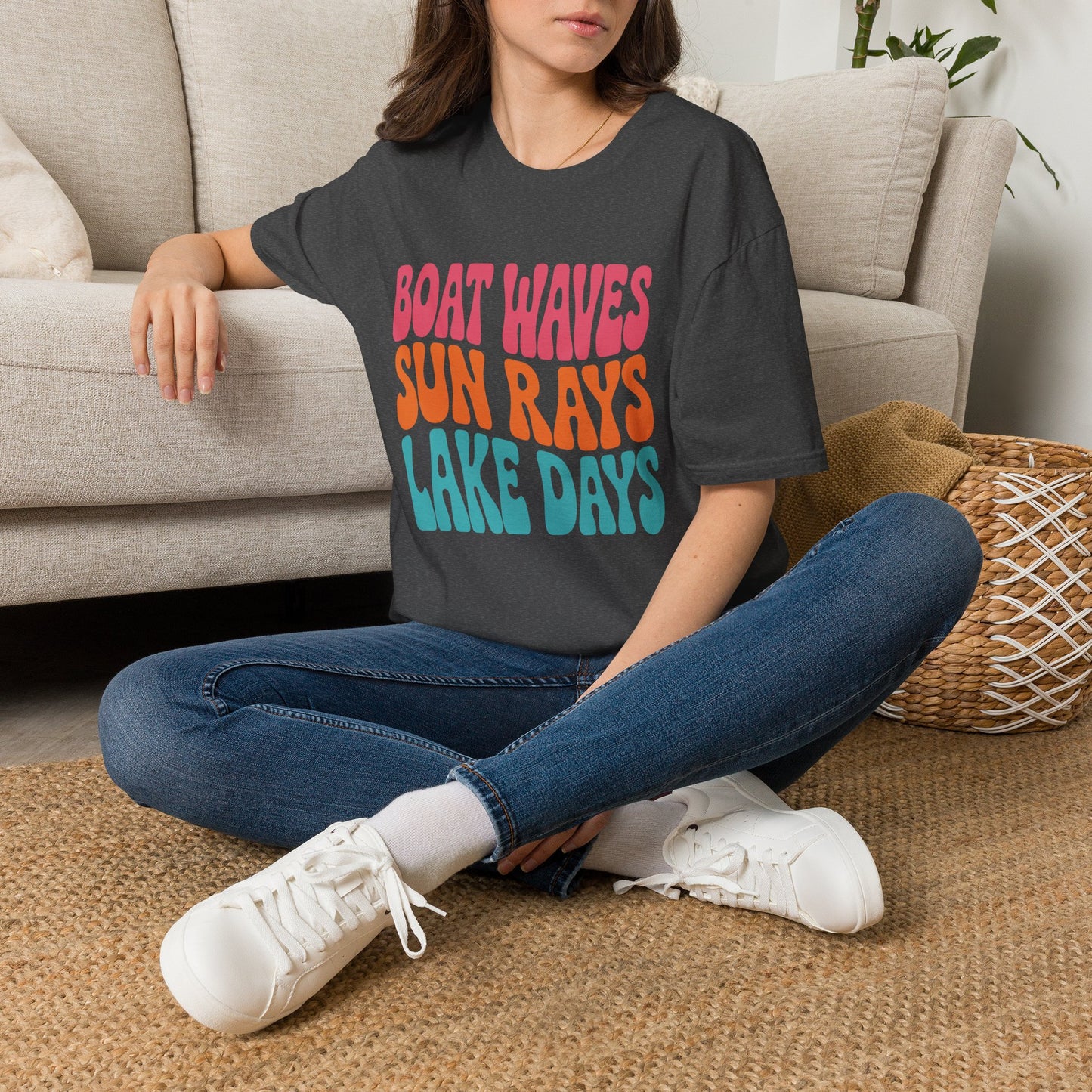 Boat Waves Sun Rays Lake Days T-Shirt — Retro Summer Lake Life Tee
