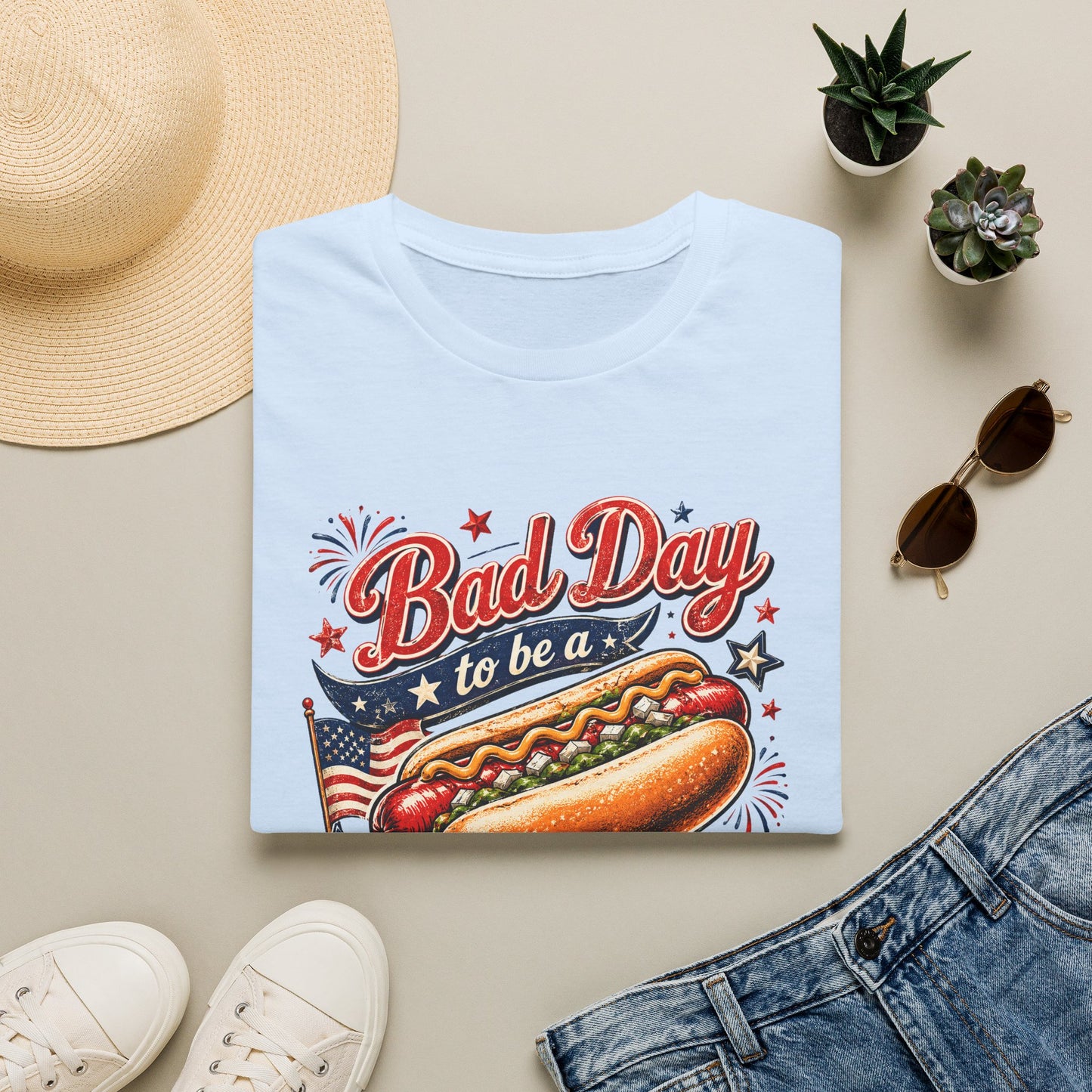 T-Shirt — “Bad Day to Be a Hot Dog” Patriotic Graphic Tee