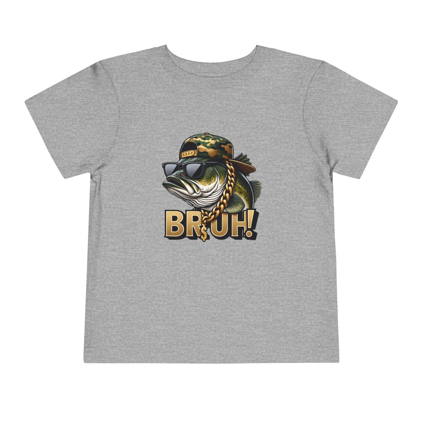 Bruh Fish Toddler Tee - Cool Camo Bass Graphic Shirt