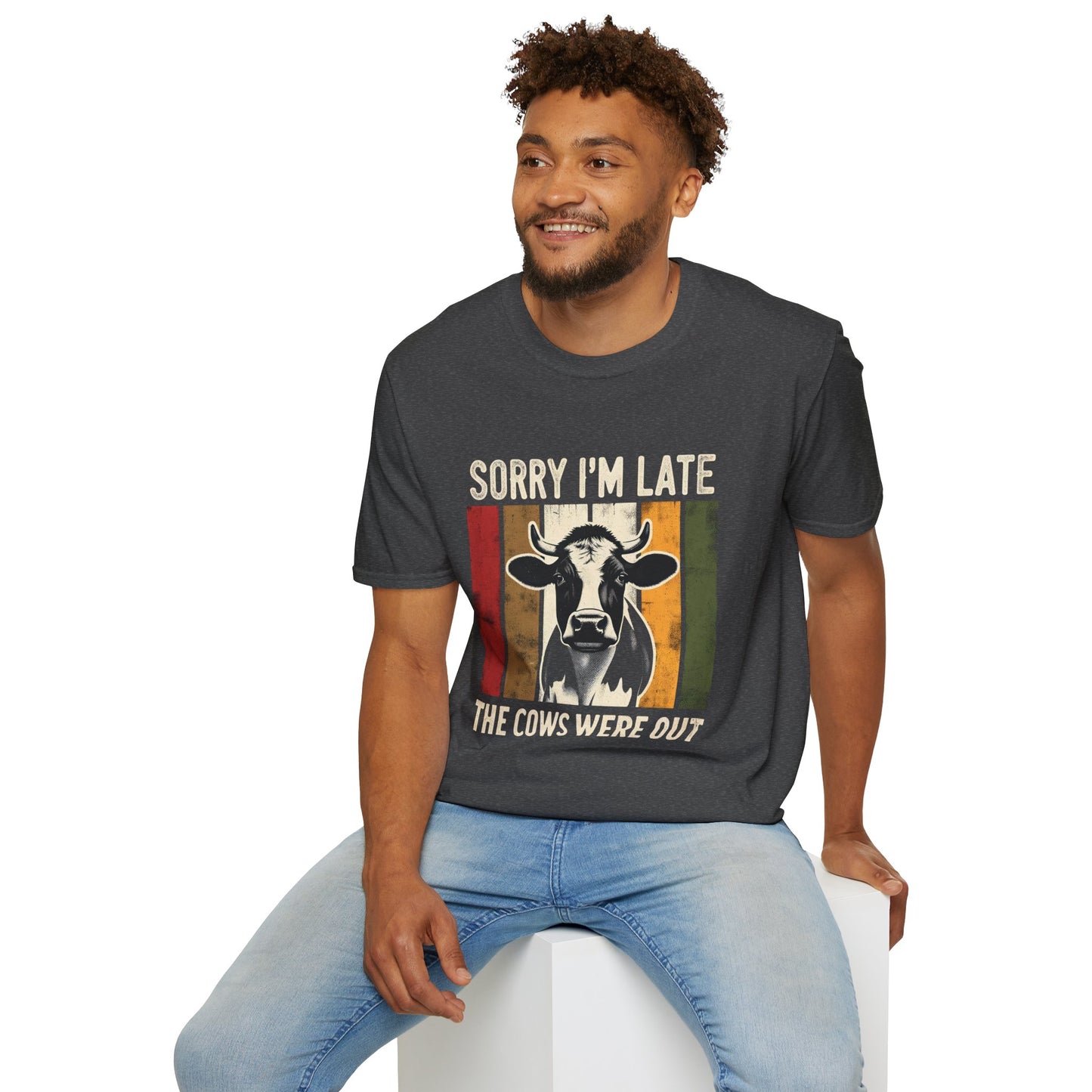 Sorry I'm Late The Cows Were Out T-Shirt — Vintage Cow Farm Animal Tee