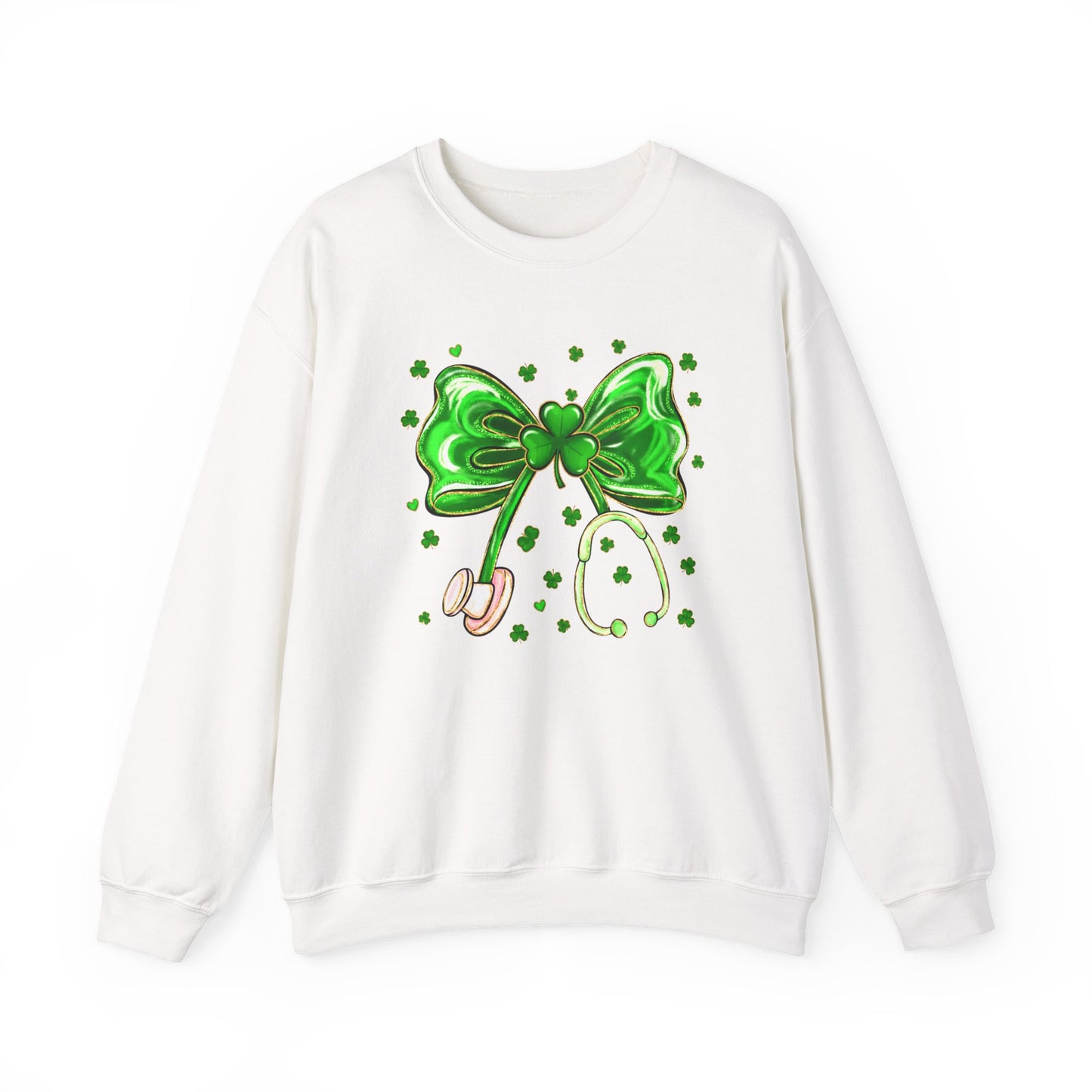 St. Patrick's Green Shamrock Bow Sweatshirt