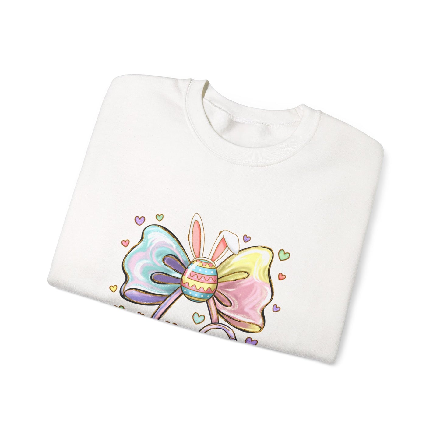 Easter Pastel Bow Crewneck Sweatshirt — Cute Bunny Egg Ribbon Design