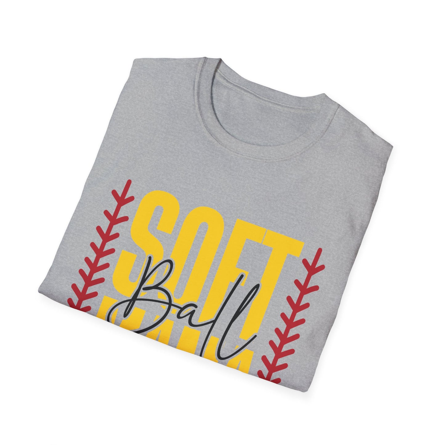 Softball Mama T-Shirt — Vintage Yellow & Red Softball Mom Tee