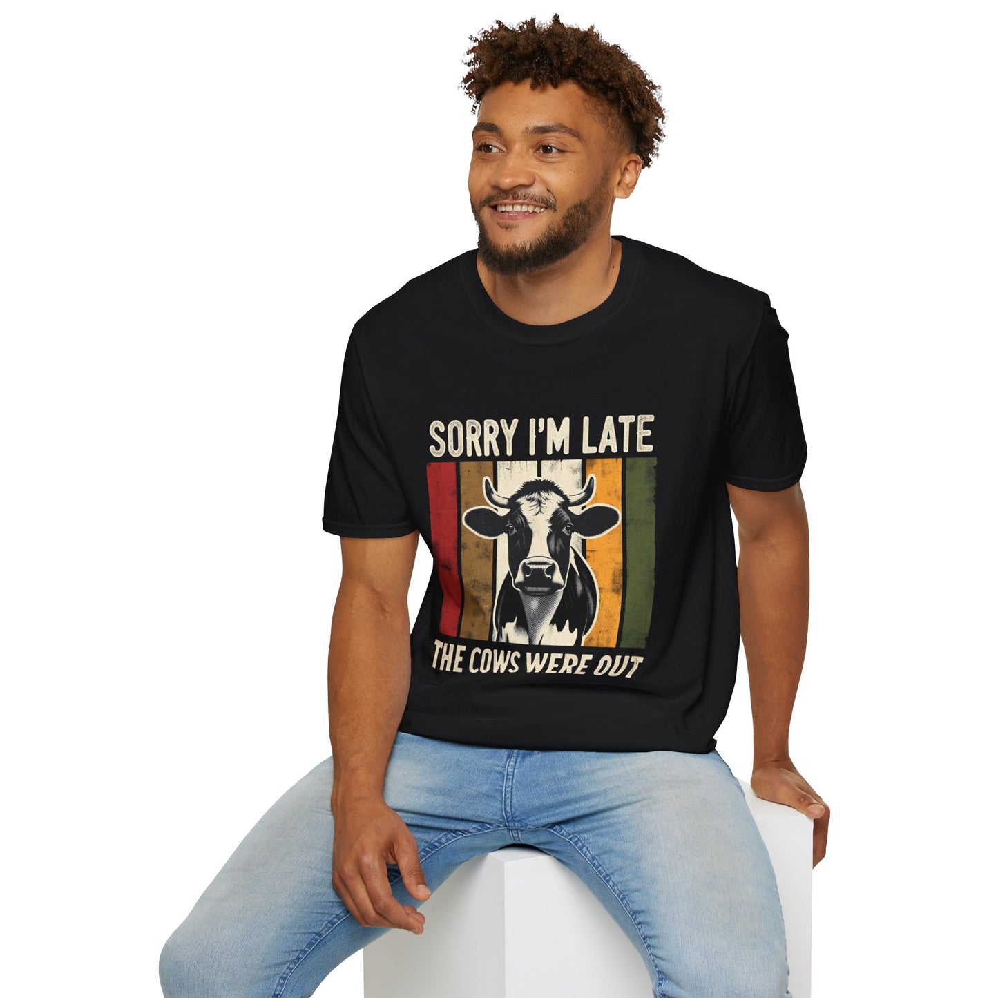 Sorry I'm Late The Cows Were Out T-Shirt — Vintage Cow Farm Animal Tee