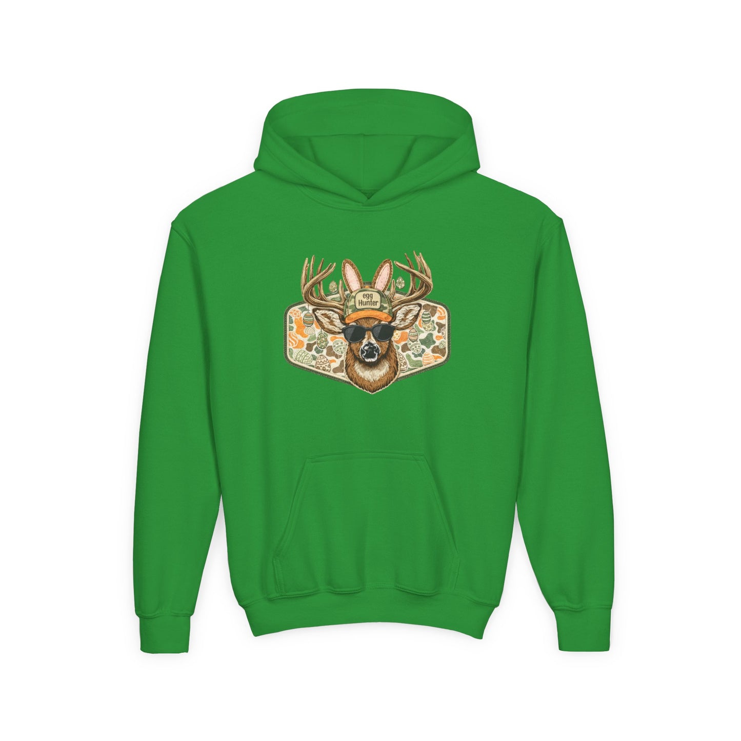 Youth Deer Camo Hoodie — Cool Buck Graphic Hooded Sweatshirt for Kids