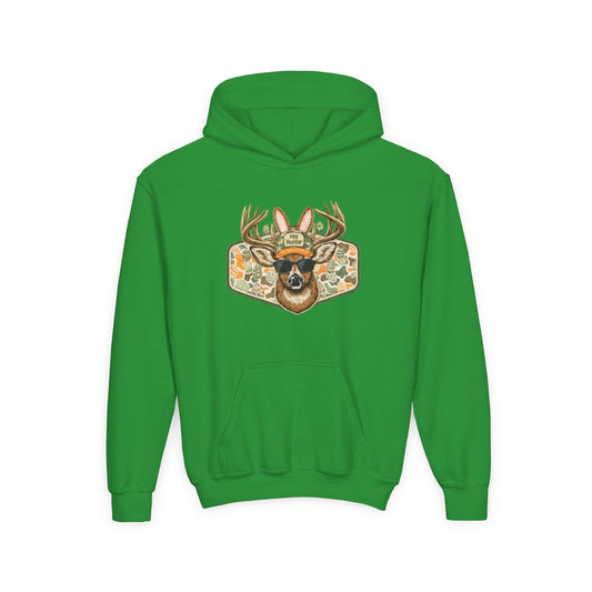 Youth Deer Camo Hoodie — Cool Buck Graphic Hooded Sweatshirt for Kids