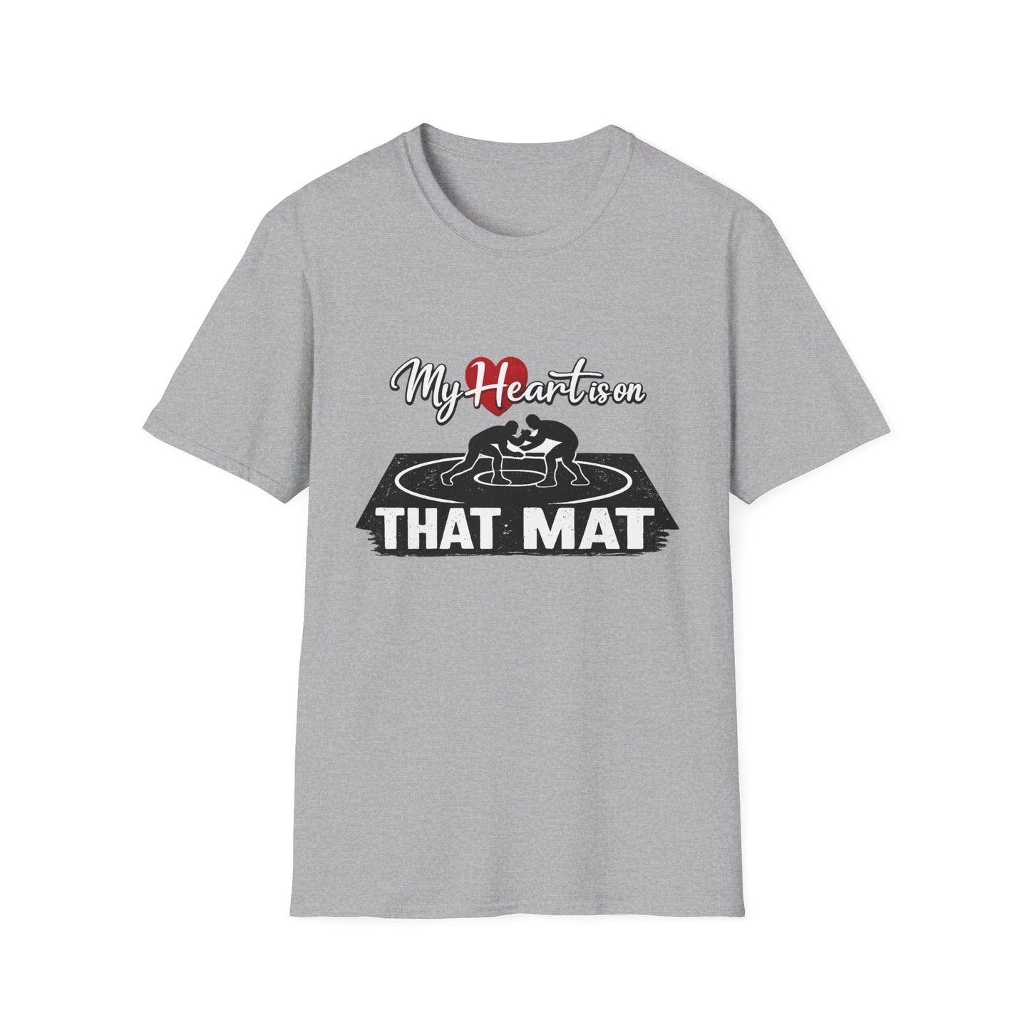 Wrestling T-Shirt — "My Heart Lives on That Mat" Graphic Tee