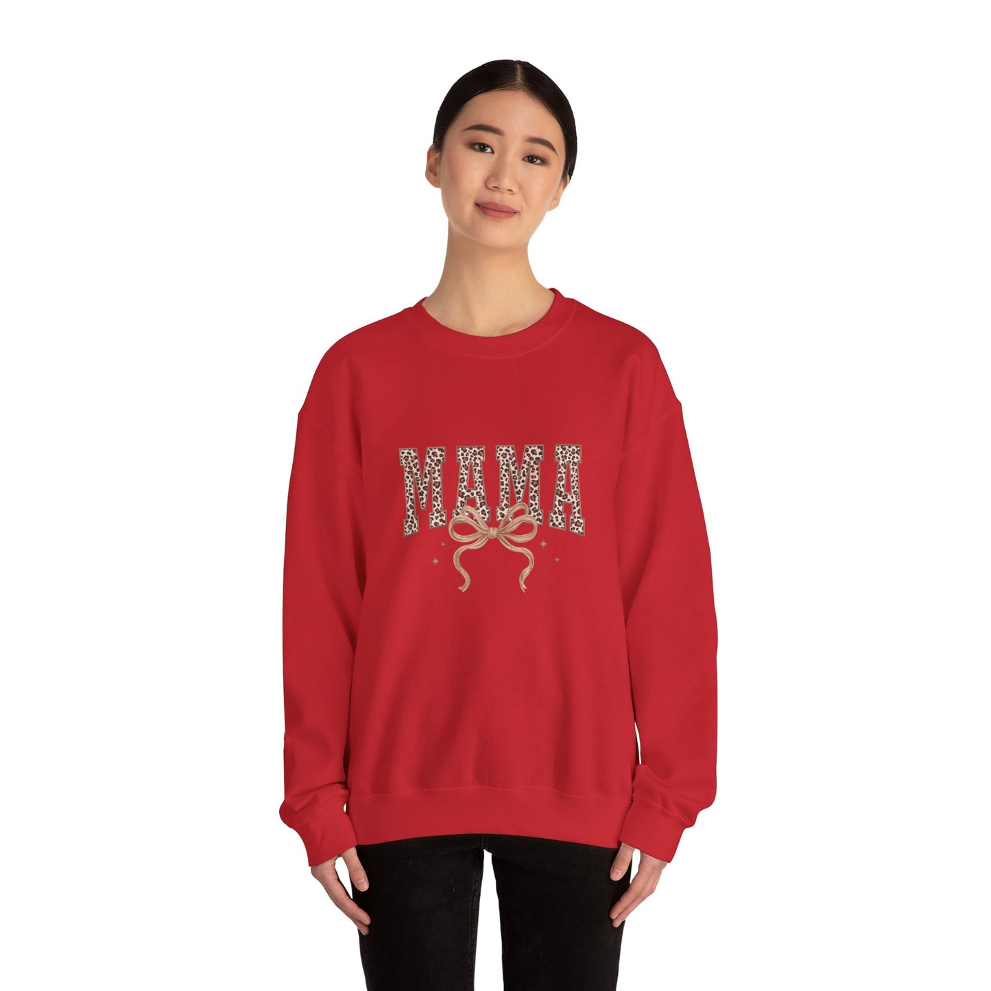 Mama Leopard Ribbon Crewneck Sweatshirt