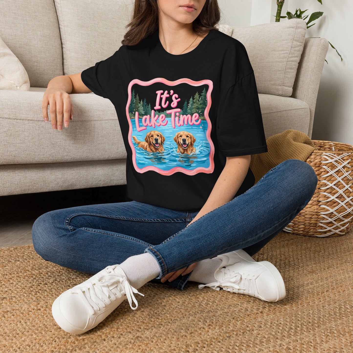 It's Lake Time T-Shirt — Cute Golden Retriever Lake Vibes Tee
