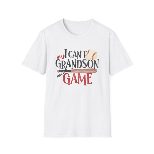 Baseball Grandma T-Shirt — “I Can’t, My Grandson Has Game” Graphic Tee