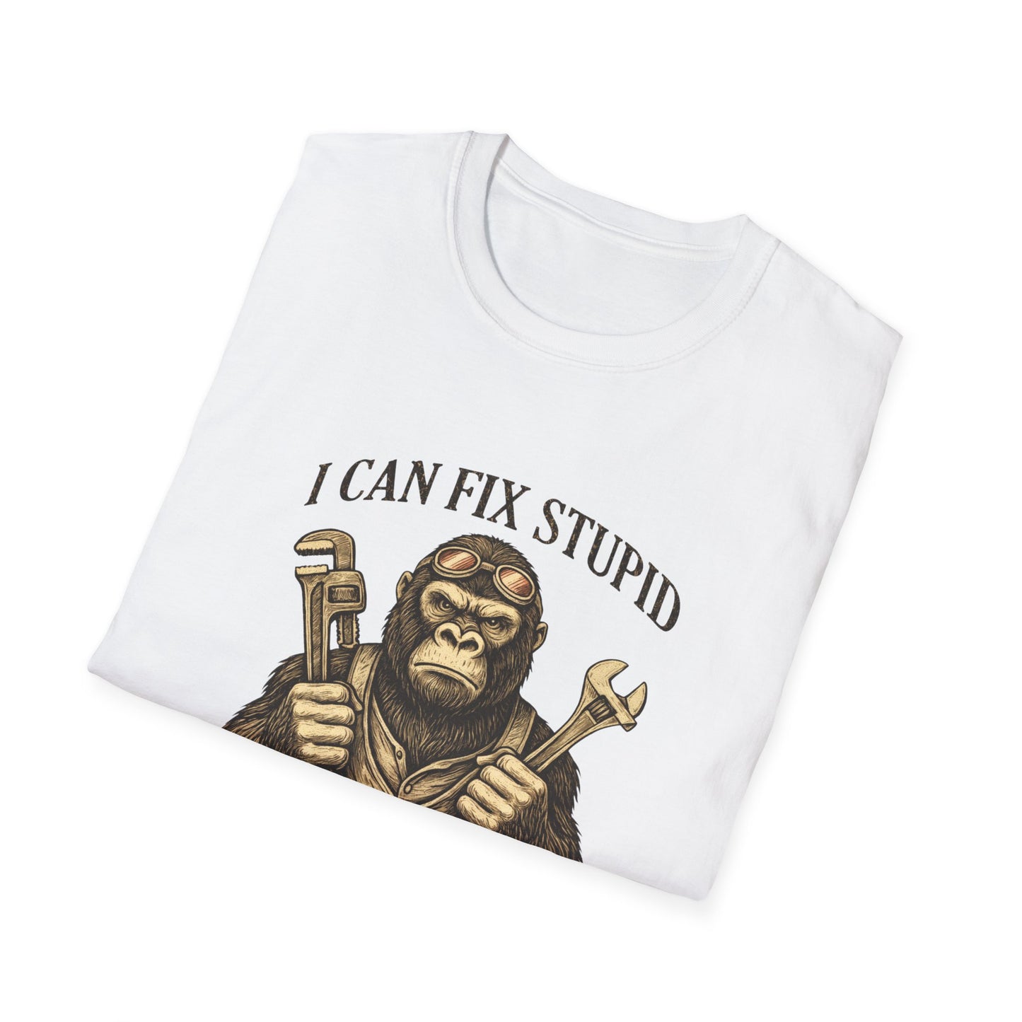 I Can Fix Stupid Monkey Mechanic T-Shirt — 'But It's Gonna Hurt' Humor Tee