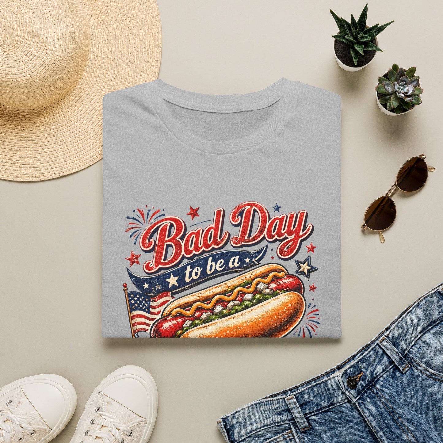 T-Shirt — “Bad Day to Be a Hot Dog” Patriotic Graphic Tee