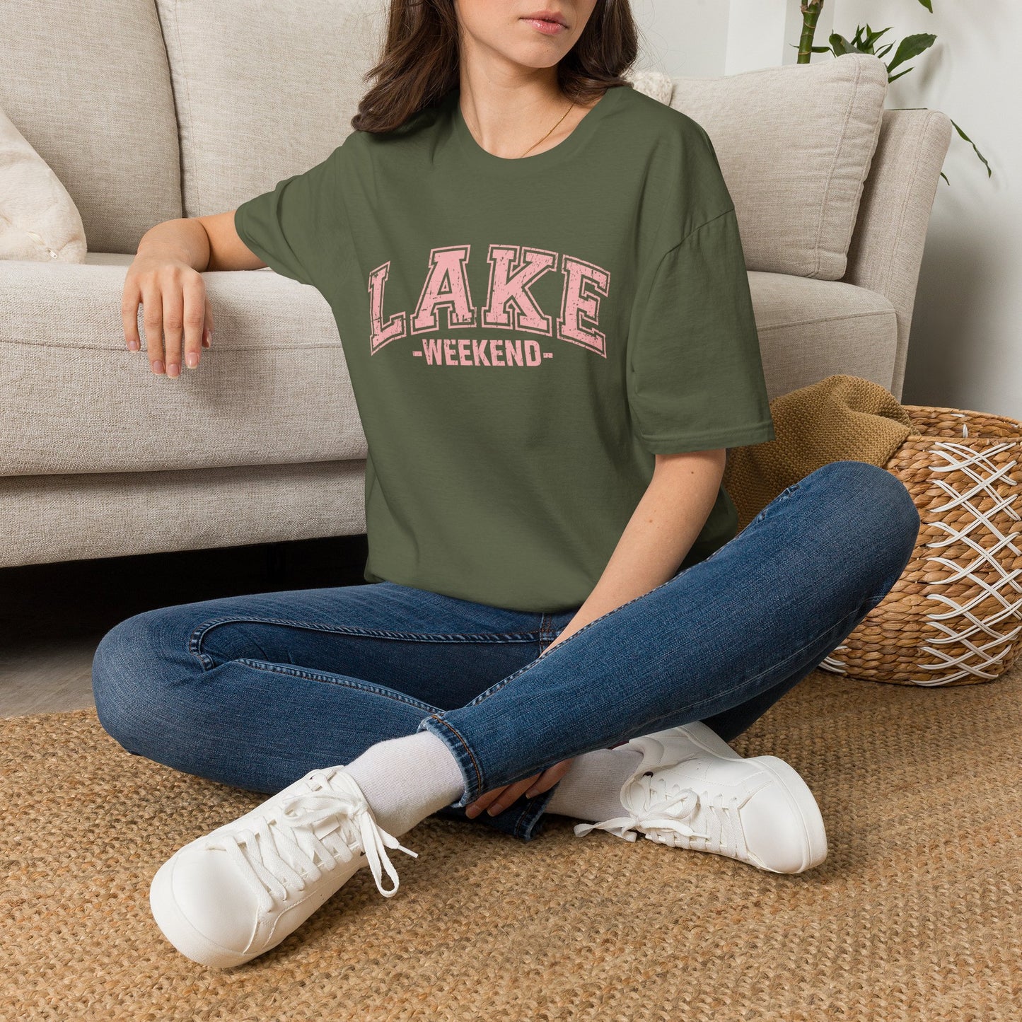 Lake Weekend T-Shirt — Retro Pink Graphic Tee for Relaxed Getaways