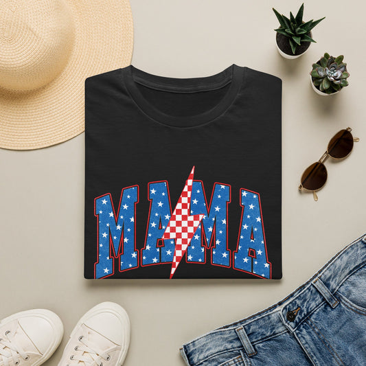 Mama Graphic Tee — Americana Lightning Bolt Stars & Stripes
