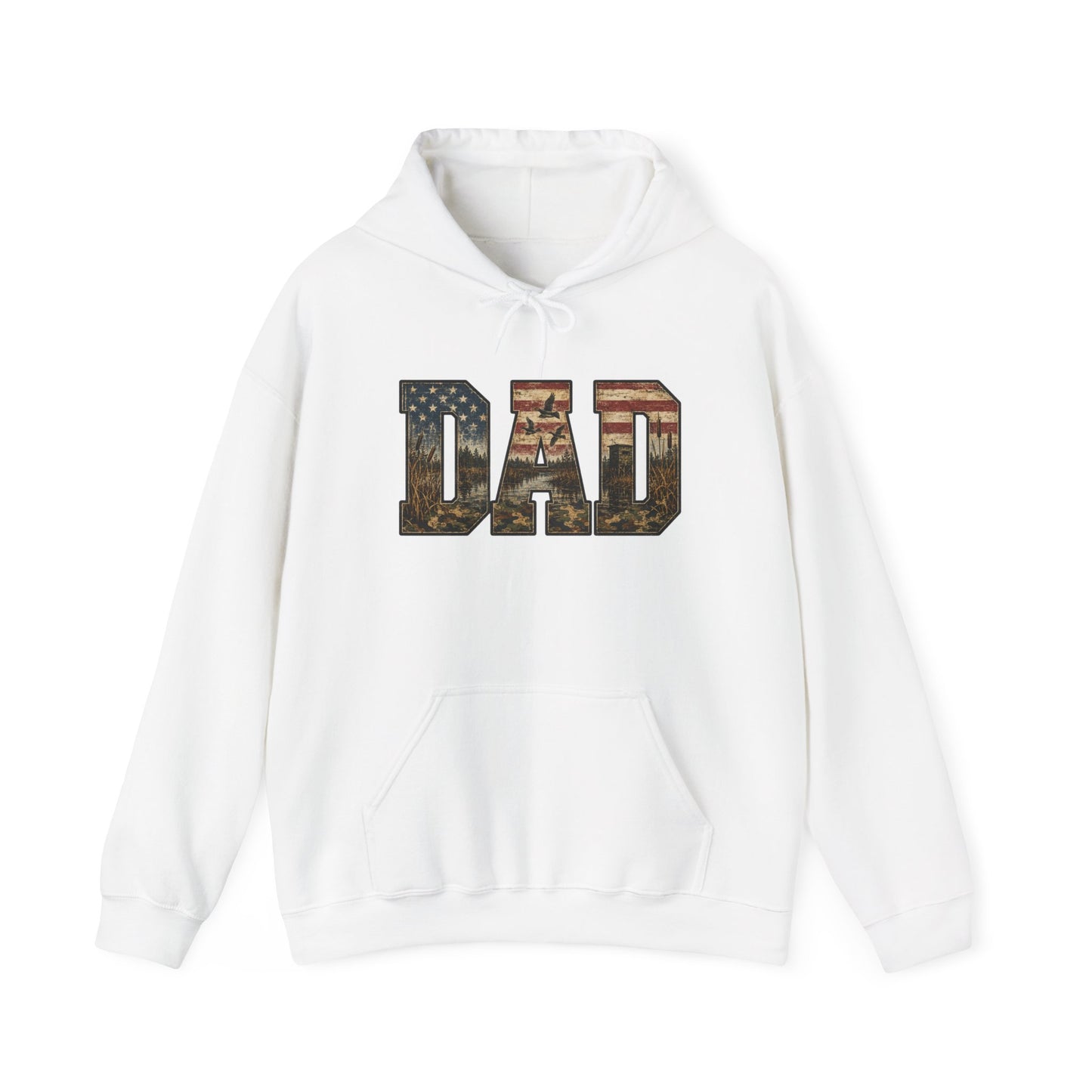 Dad Patriotic Flag Hoodie — American Flag 'DAD' Sweatshirt, Fathers Day Gift