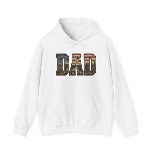 Dad Patriotic Flag Hoodie — American Flag 'DAD' Sweatshirt, Fathers Day Gift