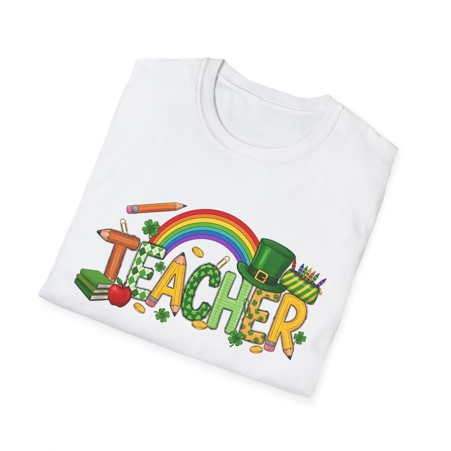 Teacher Rainbow St. Patrick's Day T-Shirt — 'Teacher' School Pride Tee