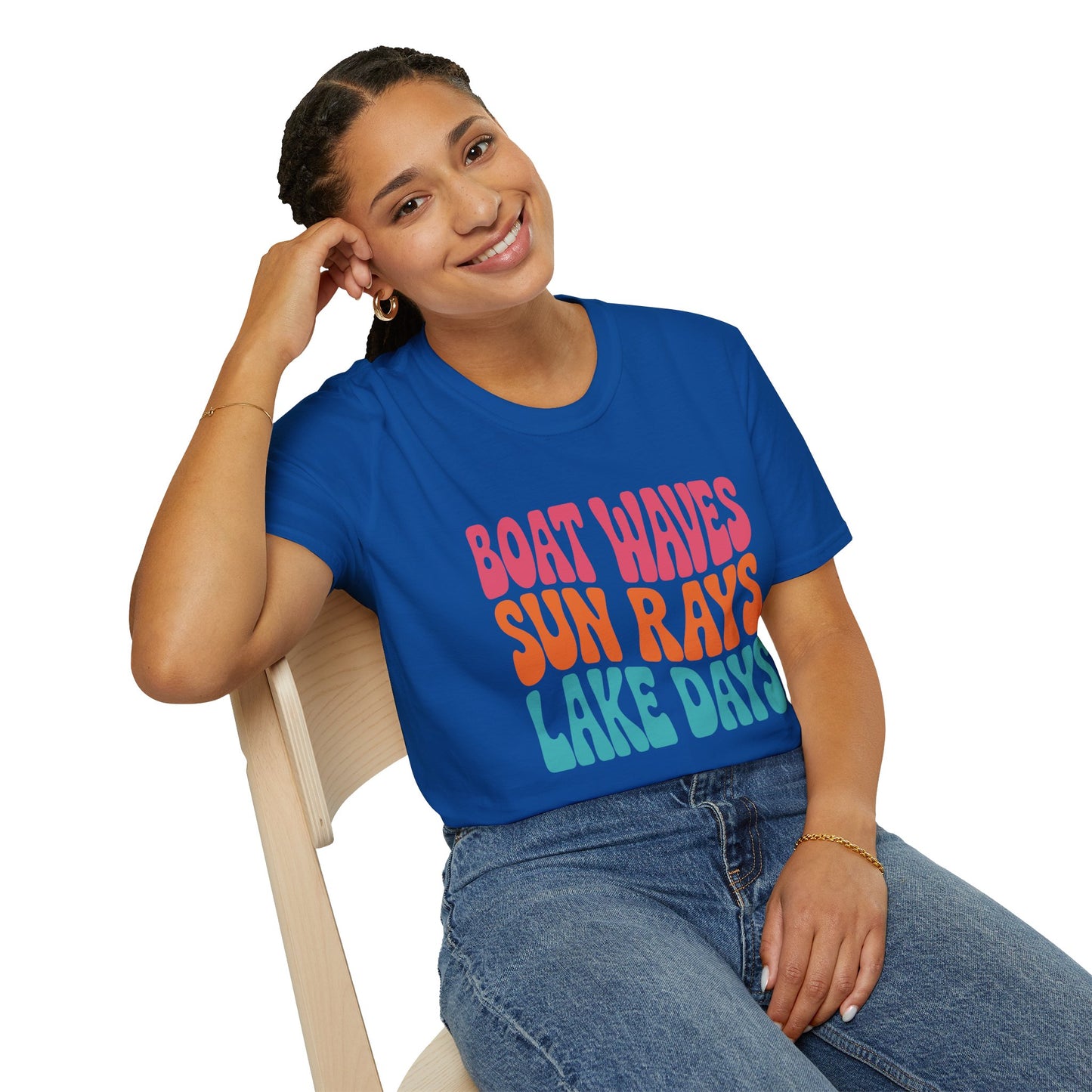 Boat Waves Sun Rays Lake Days T-Shirt — Retro Summer Lake Life Tee