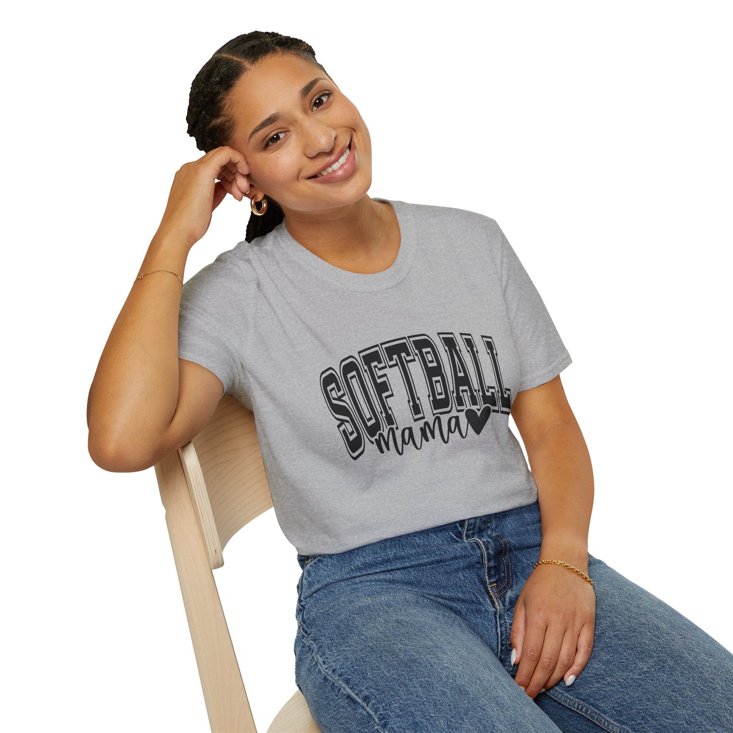 Softball Mama T-Shirt — Baseball/Softball Mom Tee with Heart