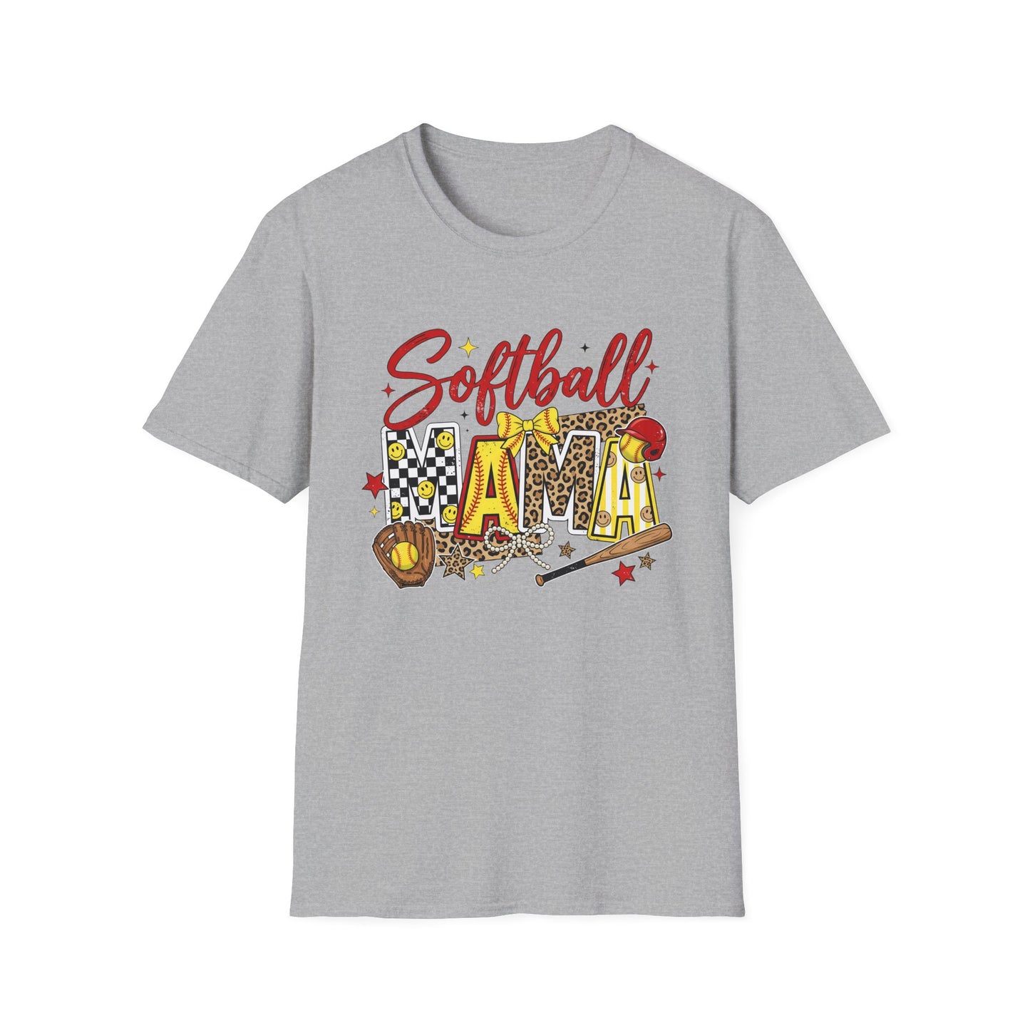 Softball Mama Graphic T-Shirt — Leopard & Glitter Sports Mom Tee