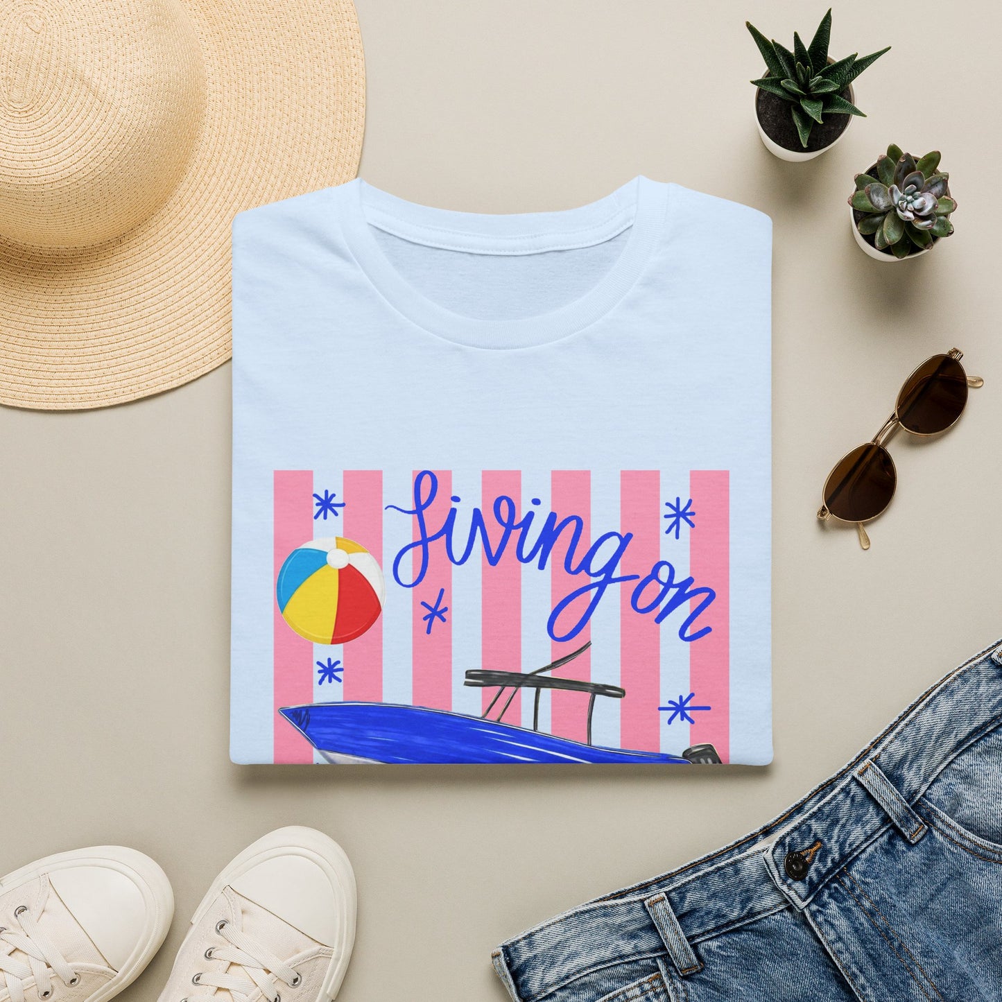 T-Shirt — "Living on Lake Time" Summer Lake Tee