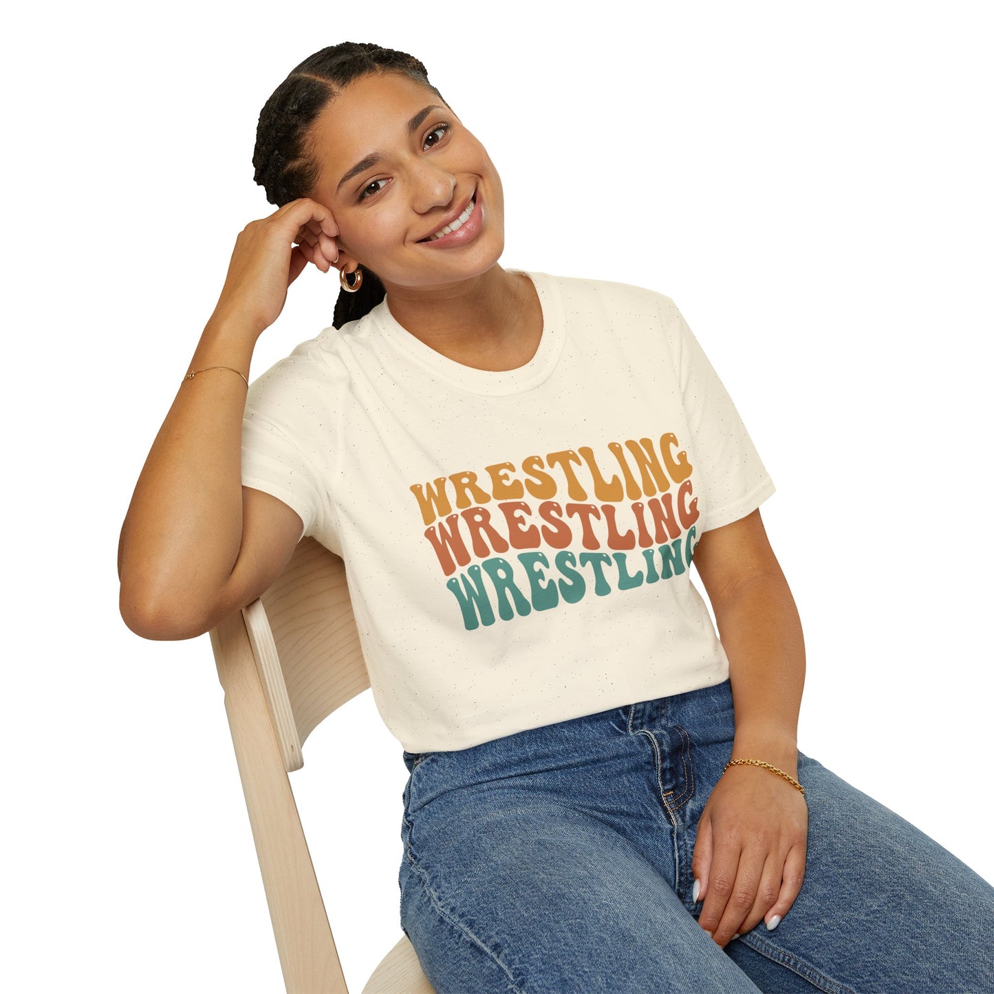 Wrestling Retro Stacked T-Shirt — Vintage 70s Style Sports Tee