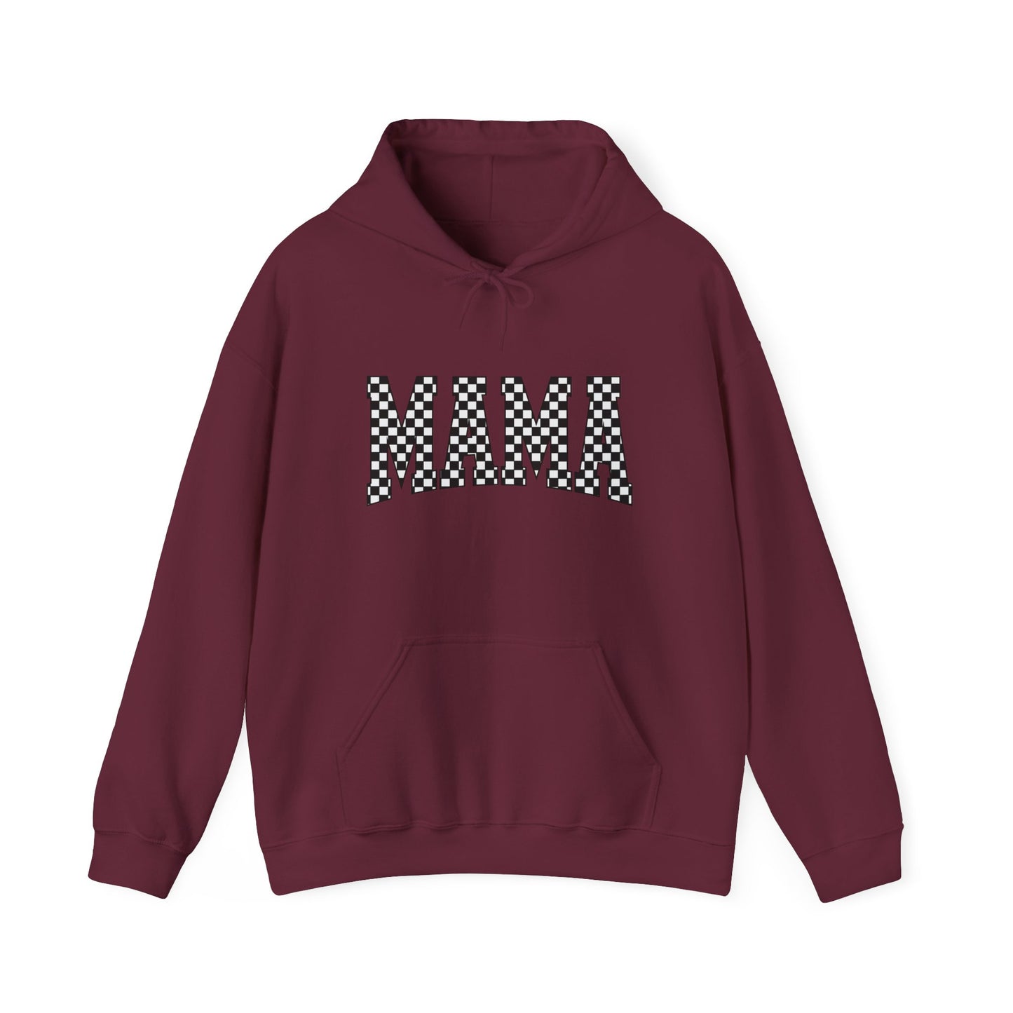 Mama Checkerboard Hoodie - Graphic 'MAMA' Pullover for Moms, Mother's Day Gift