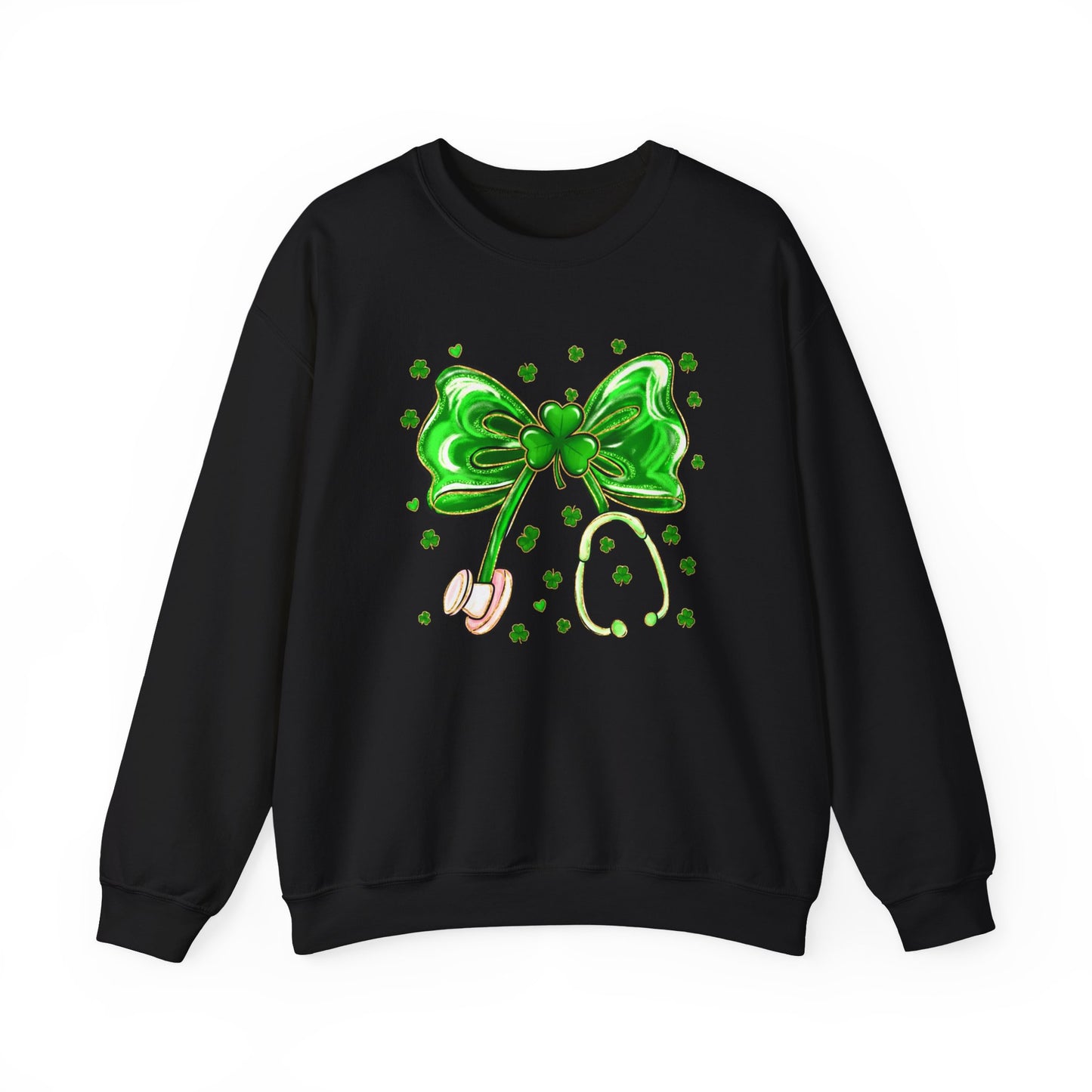 St. Patrick's Green Shamrock Bow Sweatshirt
