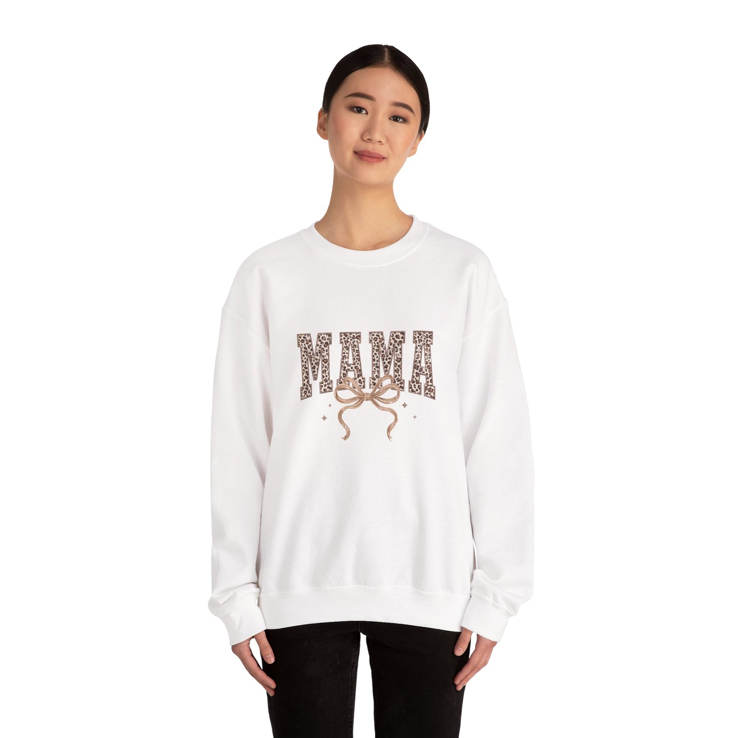 Mama Leopard Ribbon Crewneck Sweatshirt