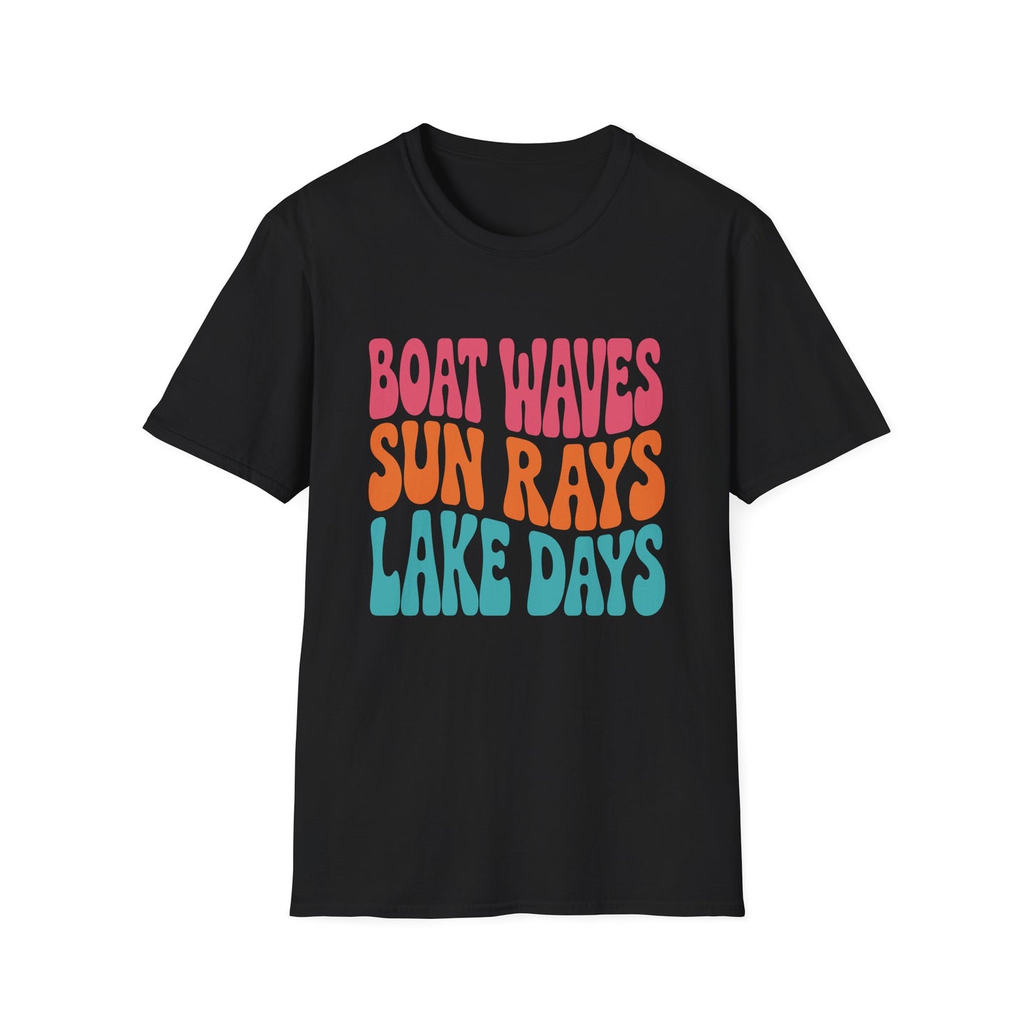 Boat Waves Sun Rays Lake Days T-Shirt — Retro Summer Lake Life Tee