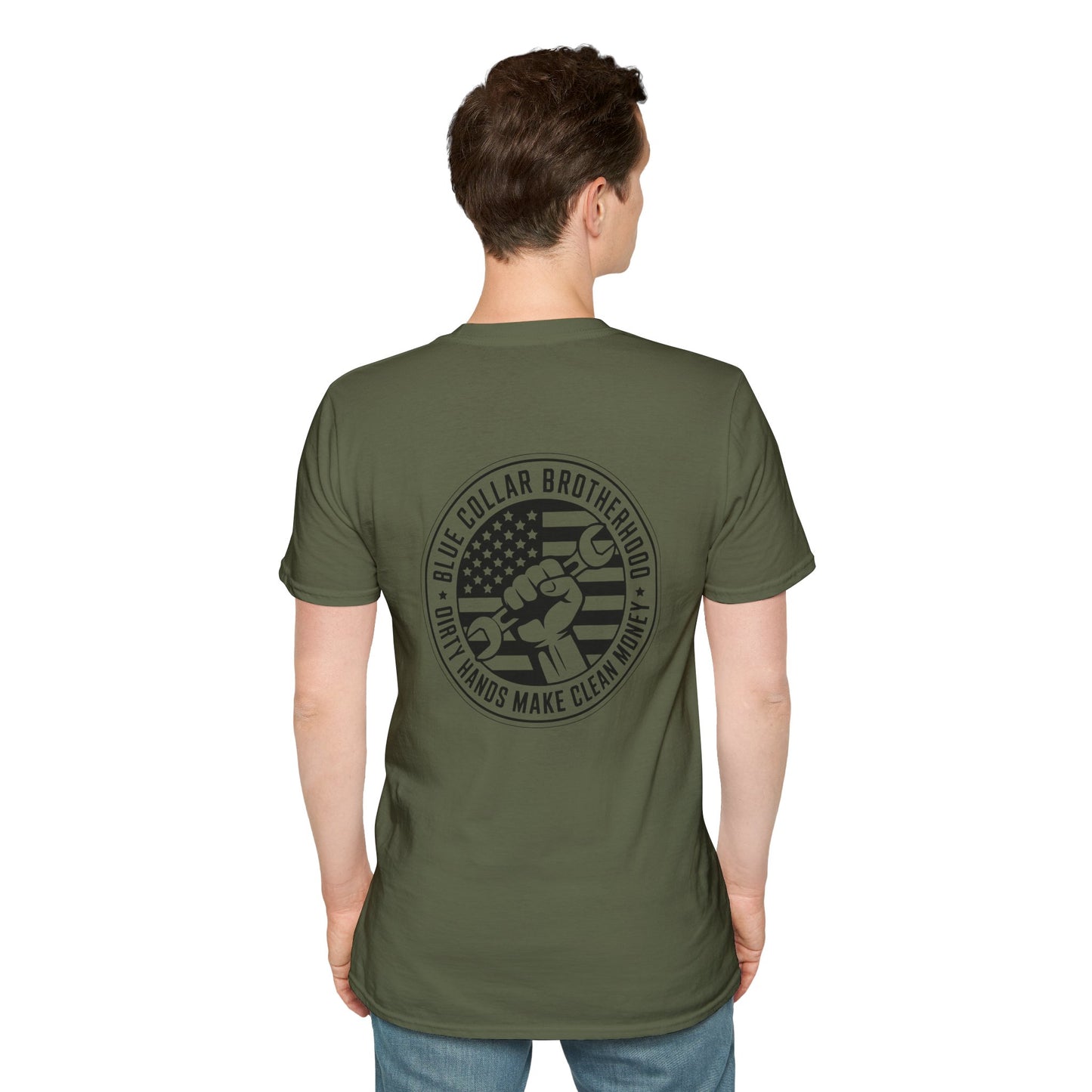 T-Shirt — "Blue Collar Brotherhood — Only Hands Make Clean Money" Graphic Tee